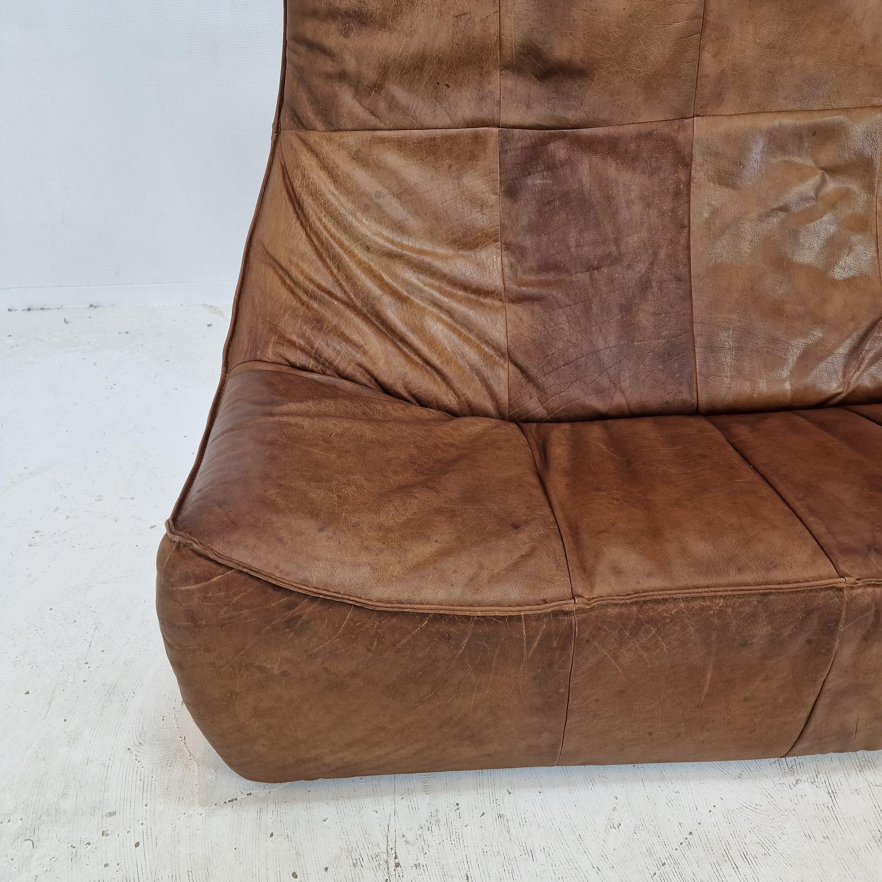 Montis “The Rock” Sofa In Brown Leather By Gerard Van Den Berg, 1970s For Sale 11