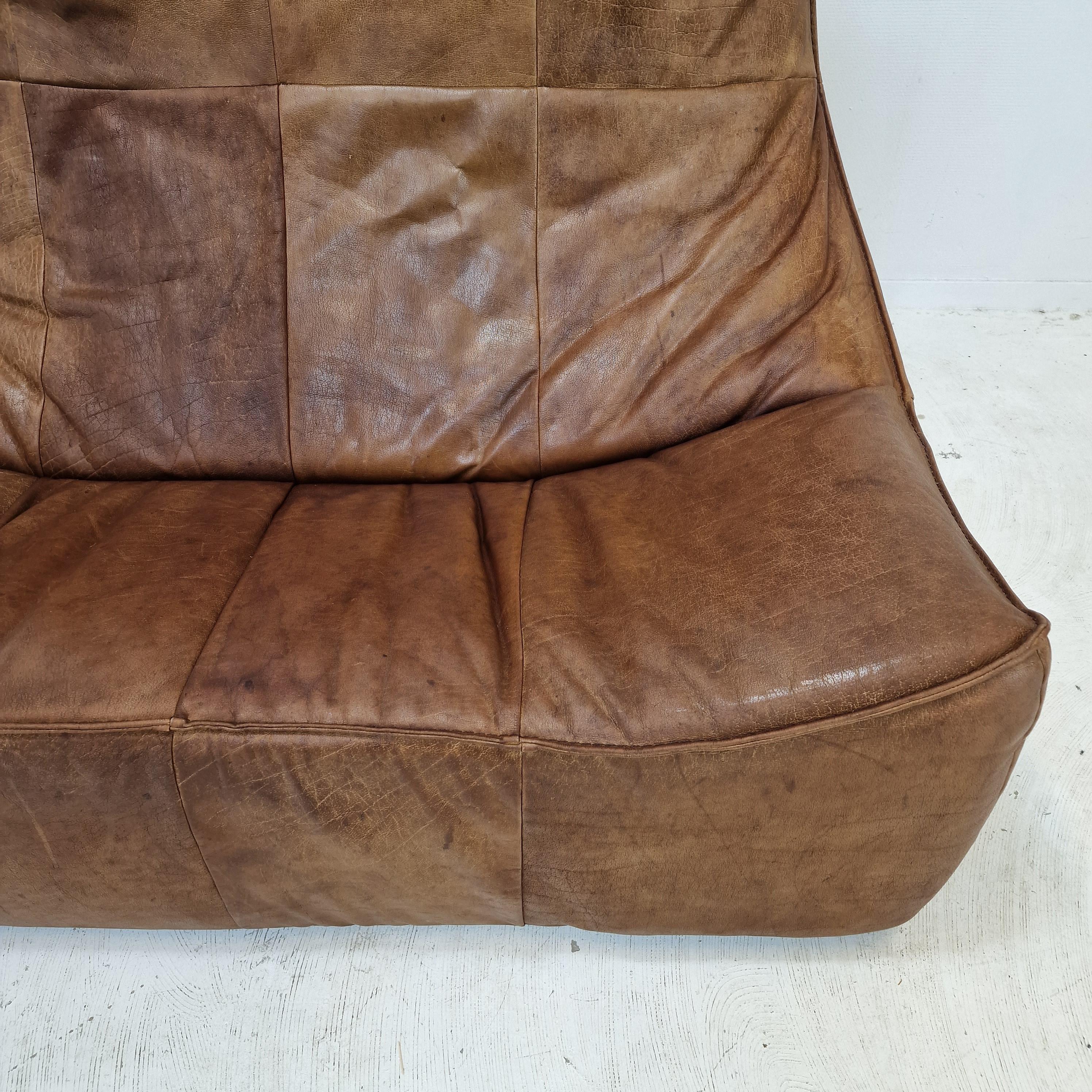 Montis “The Rock” Sofa In Brown Leather By Gerard Van Den Berg, 1970s For Sale 12