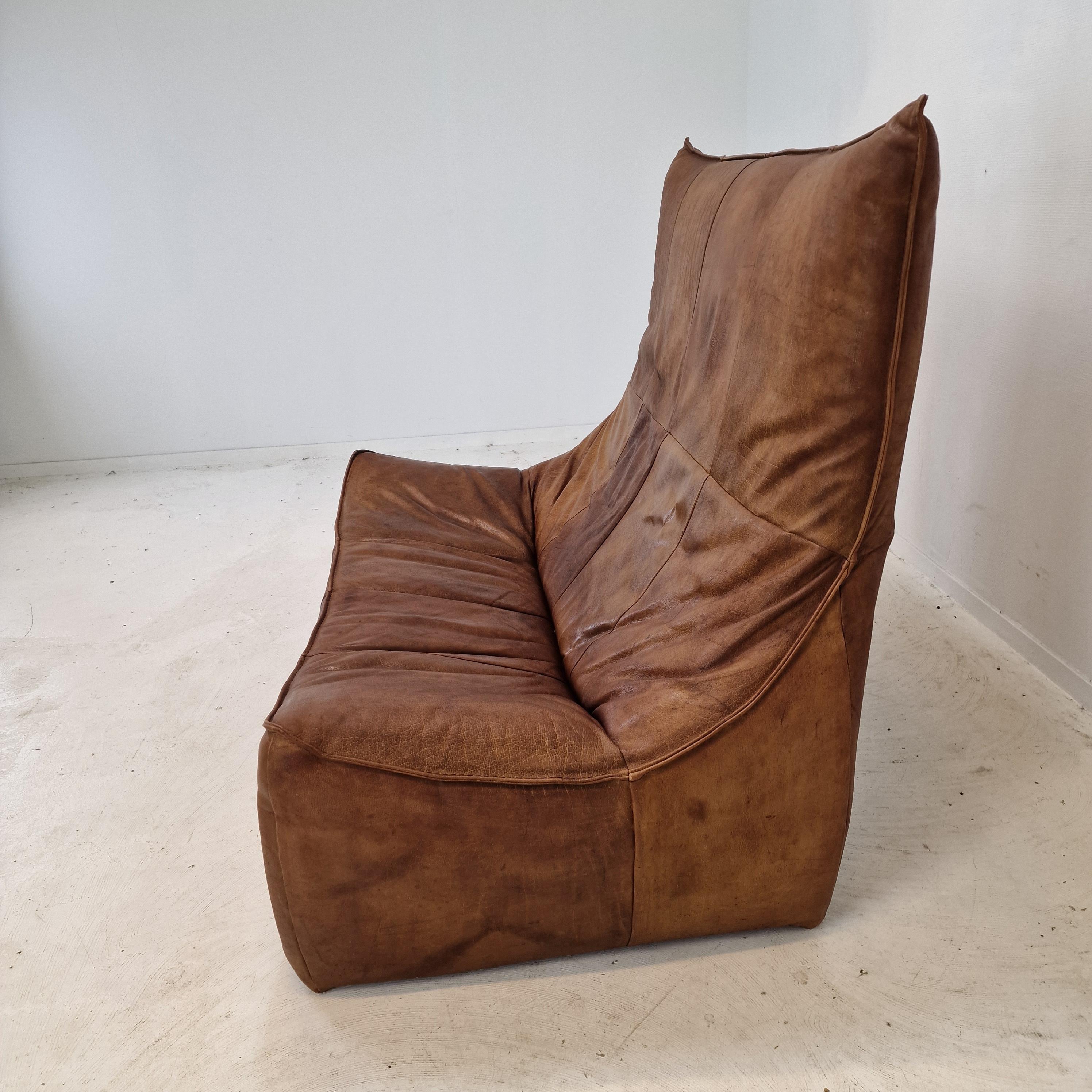 Montis “The Rock” Sofa In Brown Leather By Gerard Van Den Berg, 1970s For Sale 1