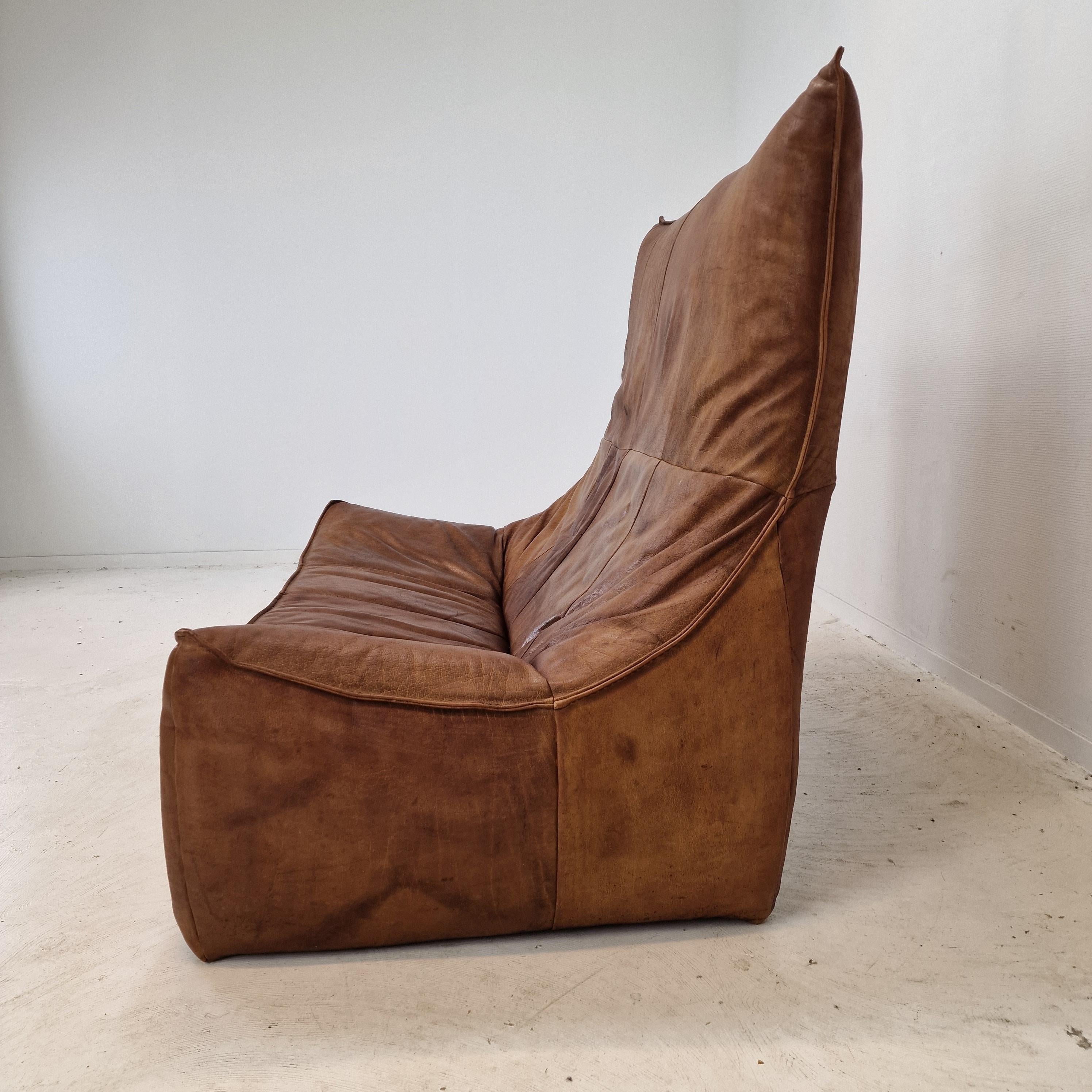 Montis “The Rock” Sofa In Brown Leather By Gerard Van Den Berg, 1970s For Sale 2