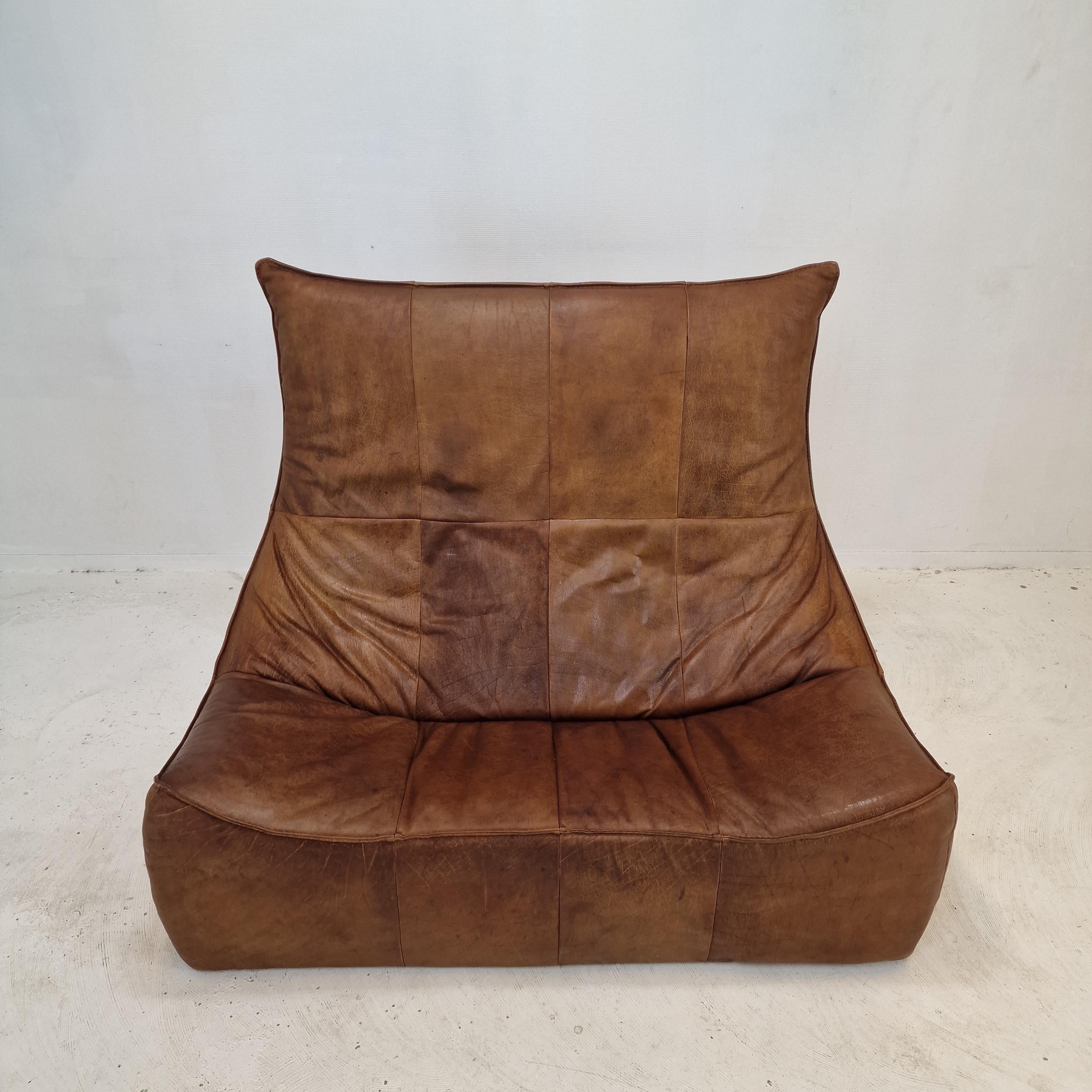 Montis “The Rock” Sofa In Brown Leather By Gerard Van Den Berg, 1970s For Sale 3