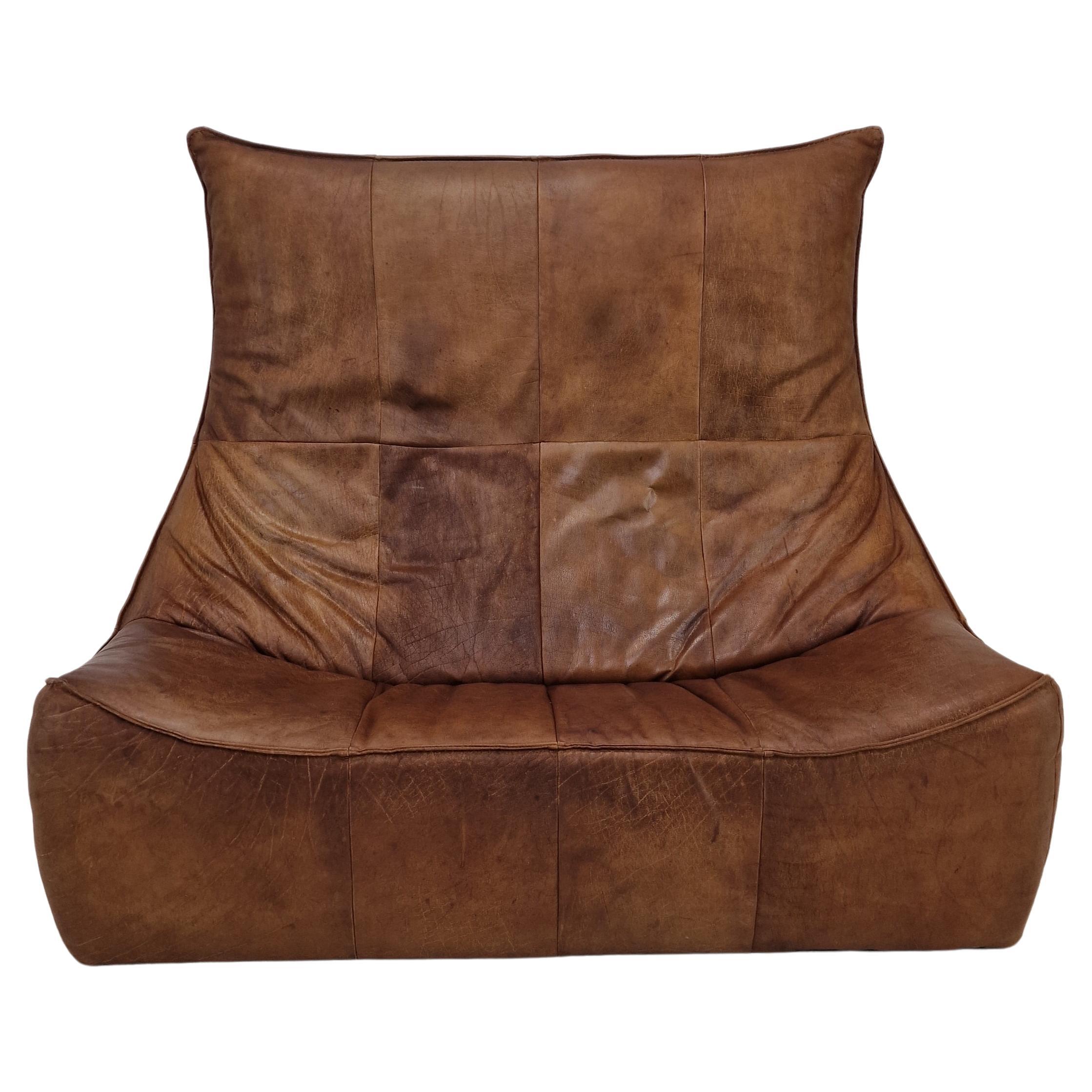 Montis “The Rock” Sofa In Brown Leather By Gerard Van Den Berg, 1970s For Sale