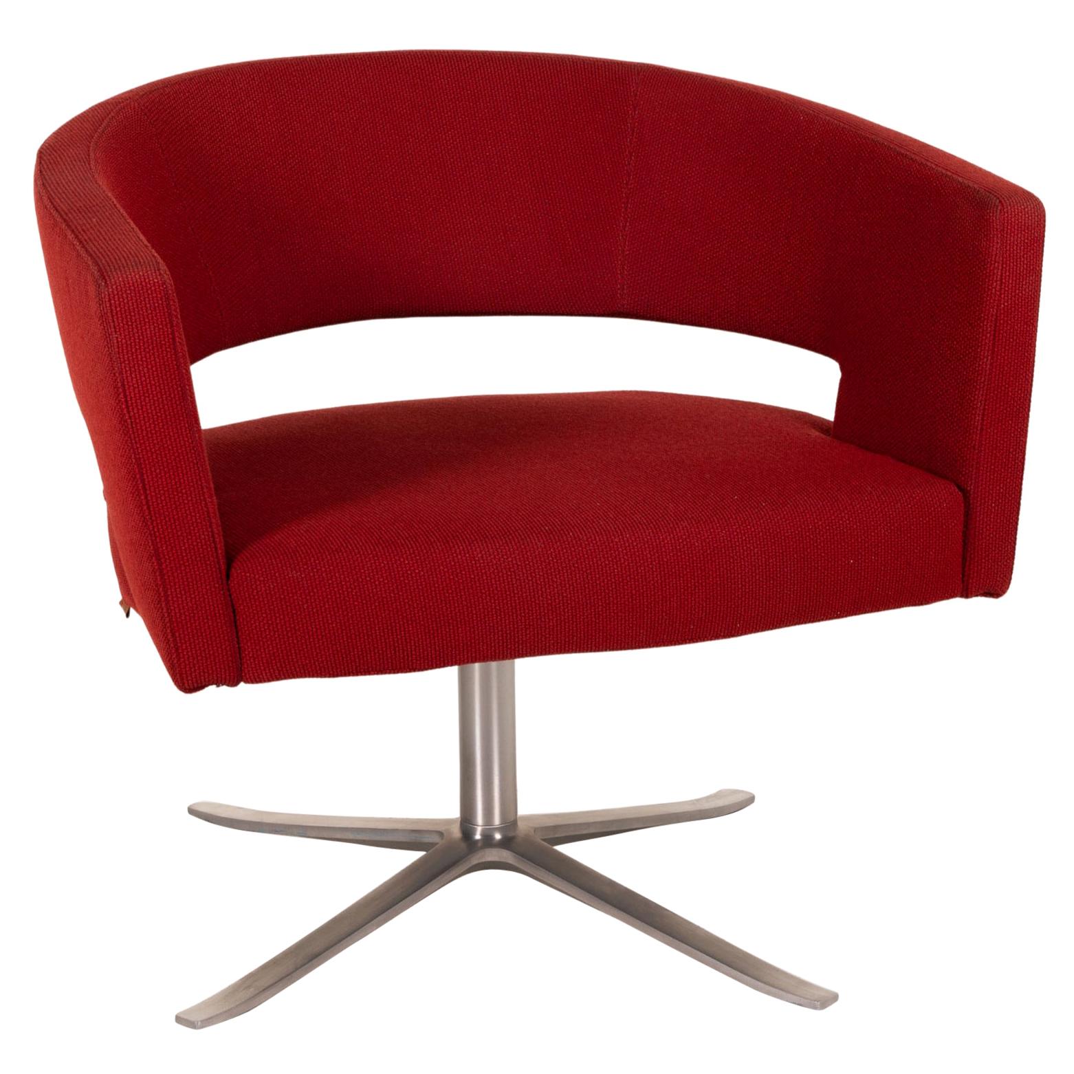 Montis Turner Fabric Armchair Red Metal Swivel For Sale