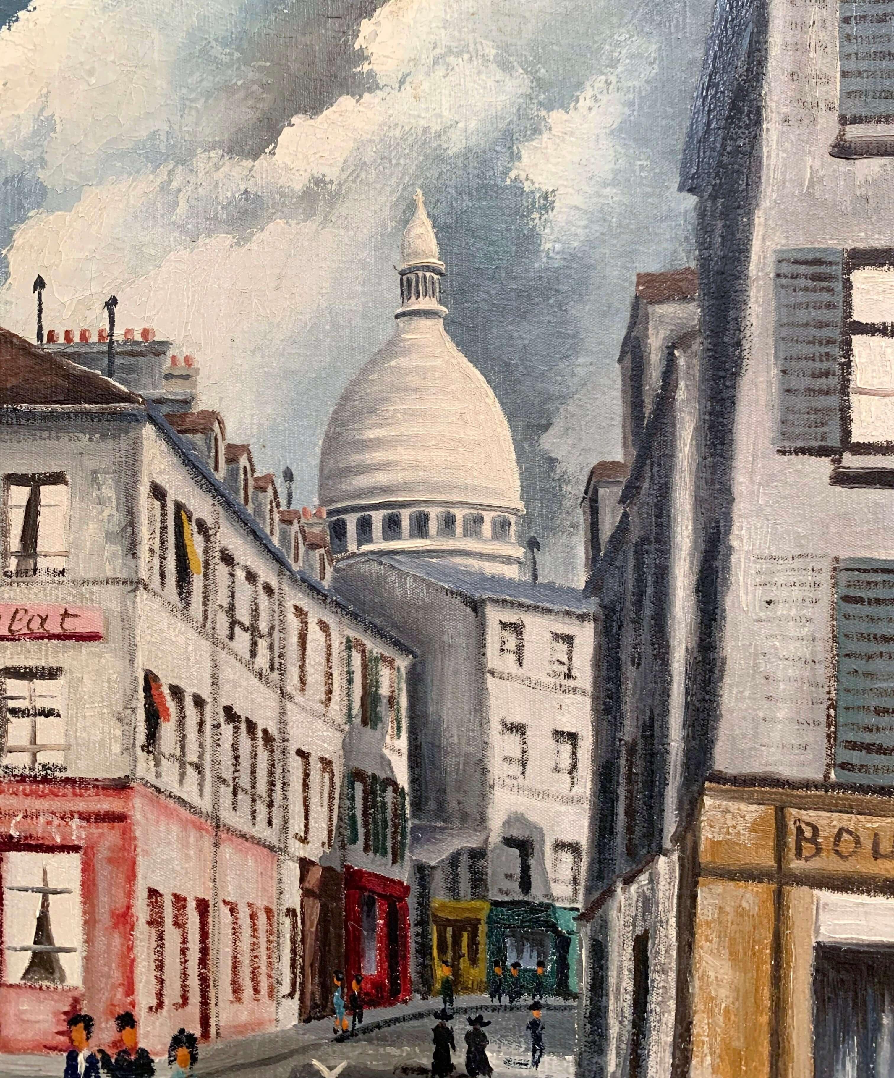 Montmartre and Sacre Coeur French Painting Signed Gilbert Forest Dated, 1904 2