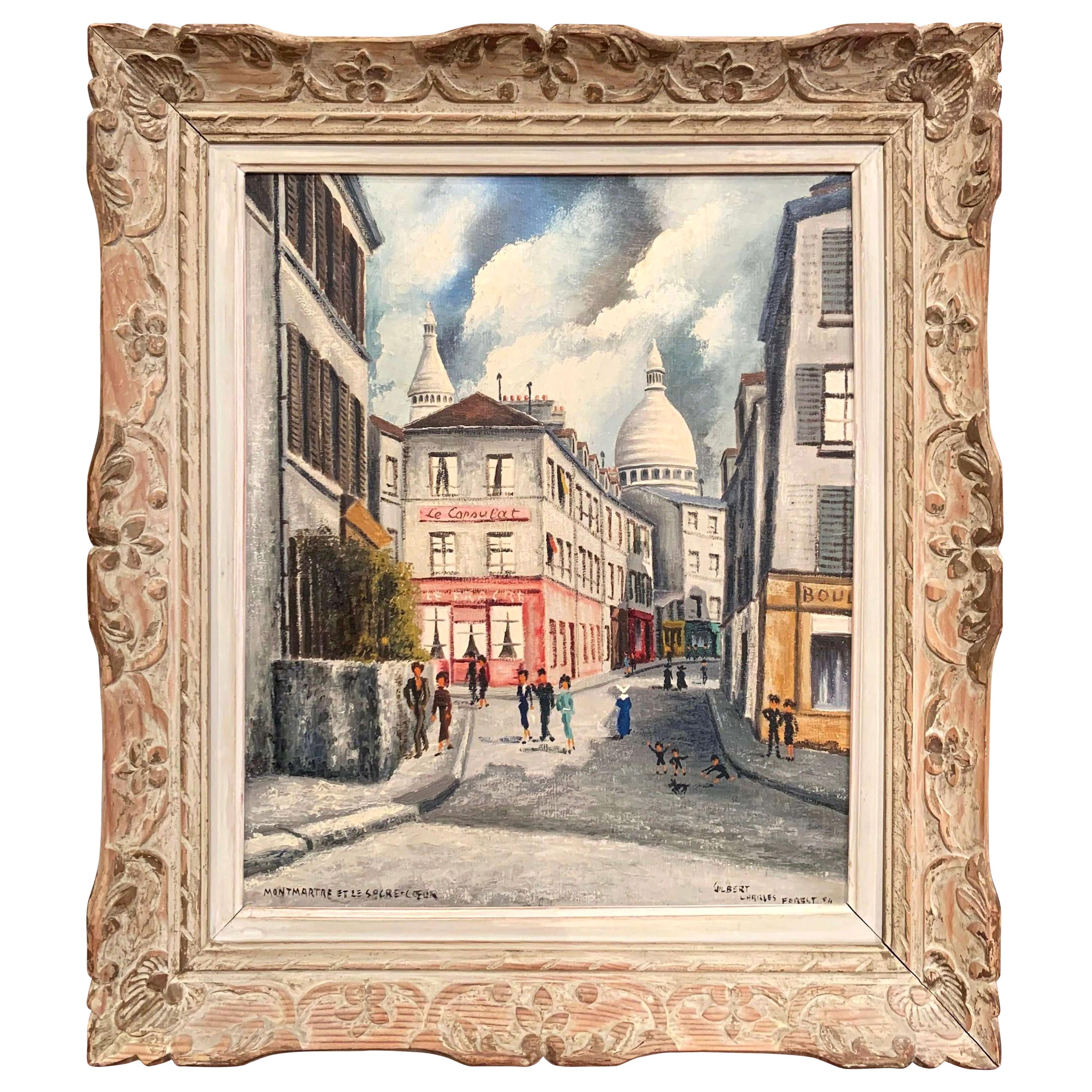 Montmartre and Sacre Coeur French Painting Signed Gilbert Forest Dated, 1904