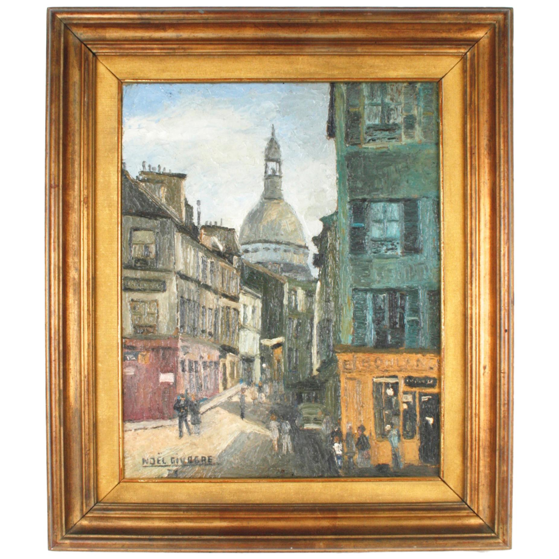 Montmartre by Noël Givogre, Framed Oil on Masonite For Sale