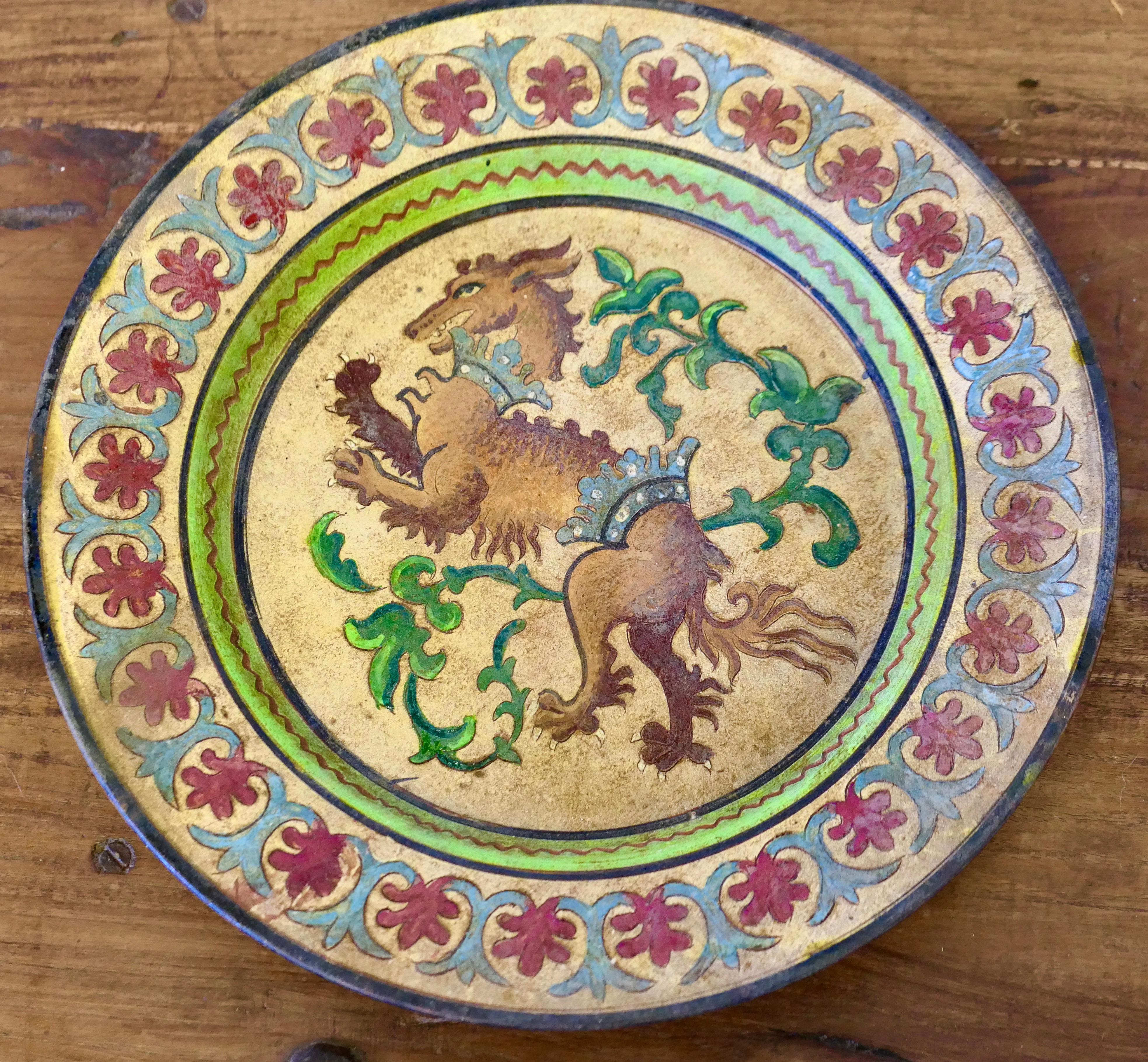 Folk Art Montopoli Arno Italian Plate with a Lion For Sale