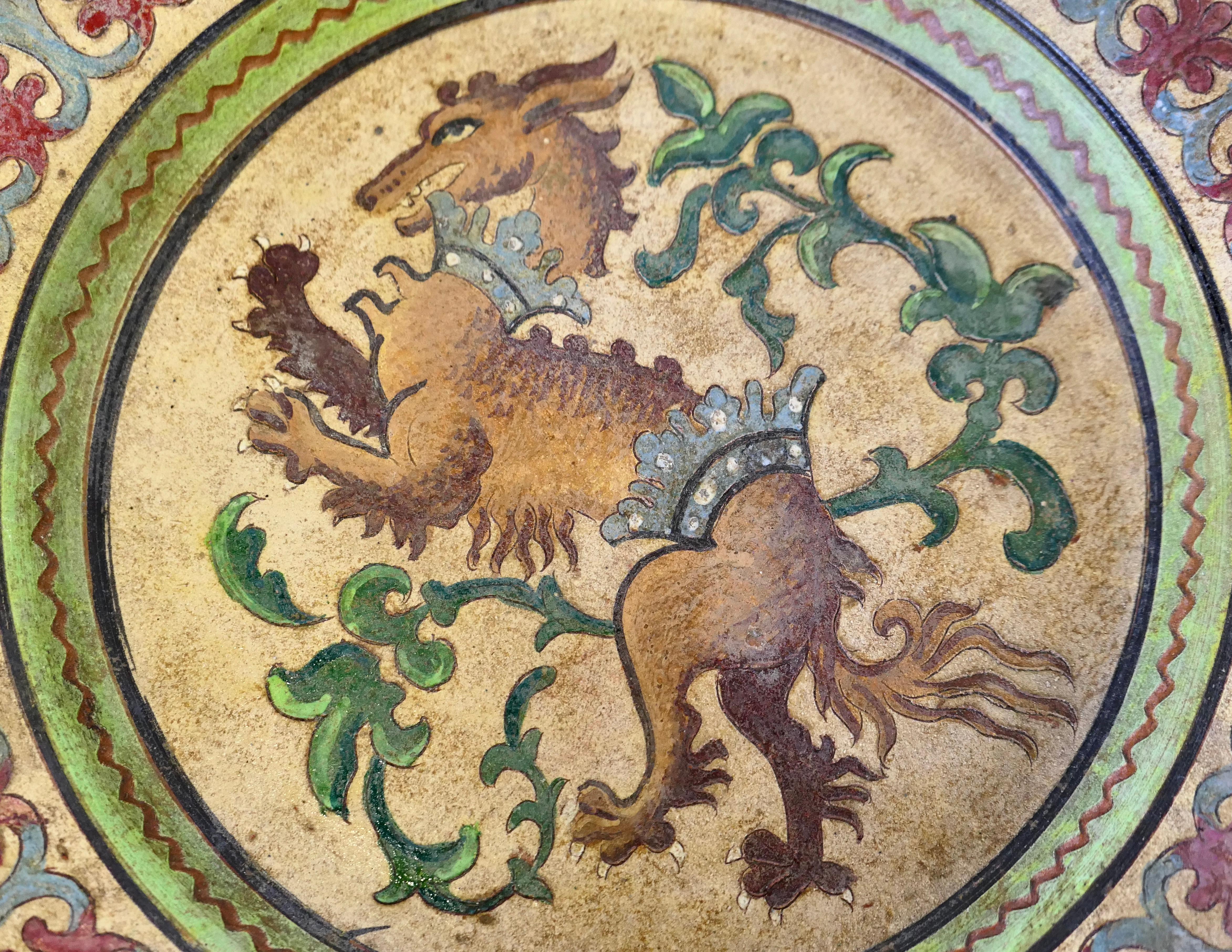 Montopoli Arno Italian Plate with a Lion In Good Condition For Sale In Godshill, Isle of Wight