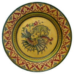 Assiette italienne Montopolyi Arno avec dragon et ours  Une pièce inhabituelle