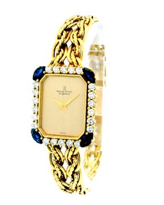 Montre Royale 18k Yellow Gold With Mesh Twist Bracelet Diamond & Sapphire Bezel