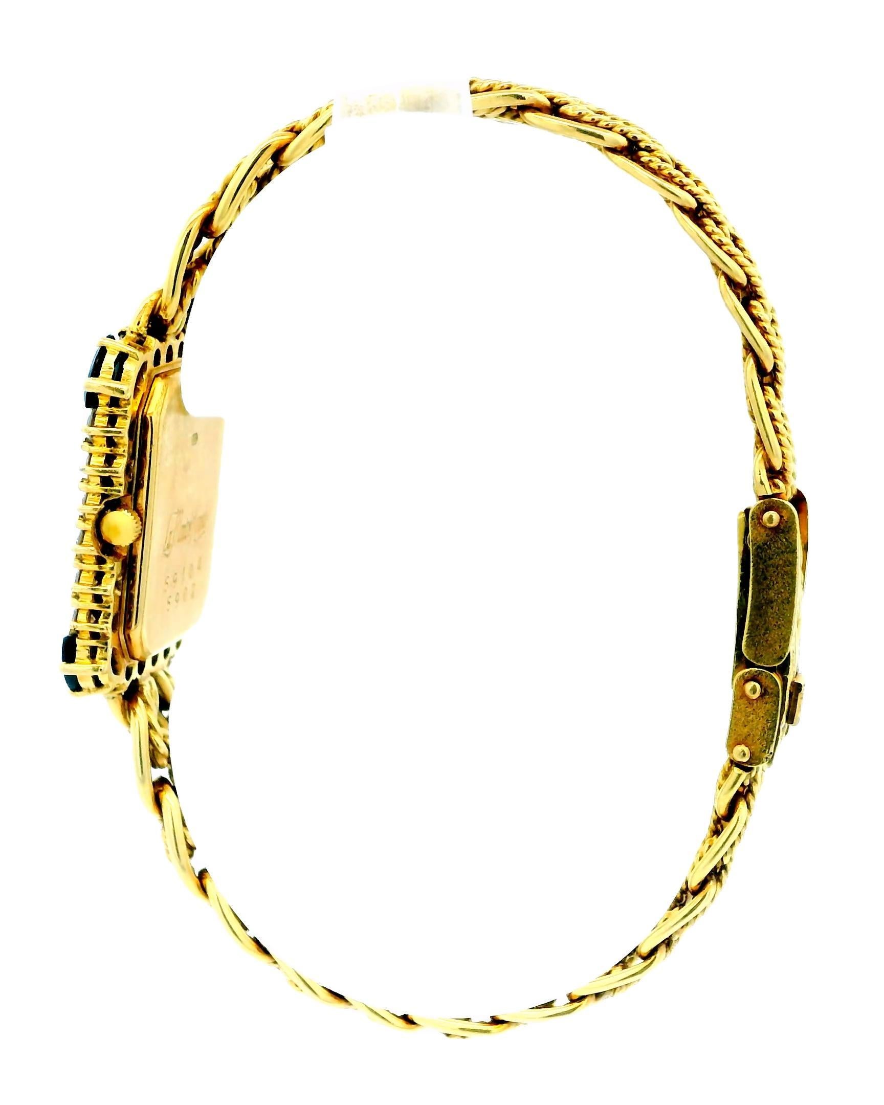 Montre Royale 18k Yellow Gold With Mesh Twist Bracelet Diamond & Sapphire Bezel For Sale 1