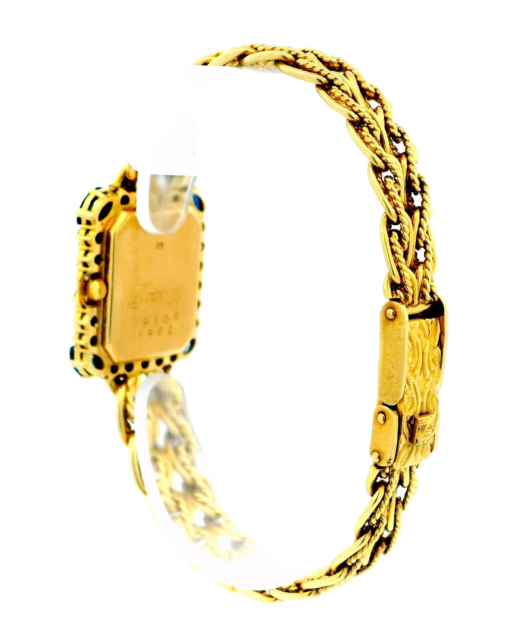 Montre Royale 18k Yellow Gold With Mesh Twist Bracelet Diamond & Sapphire Bezel For Sale 2