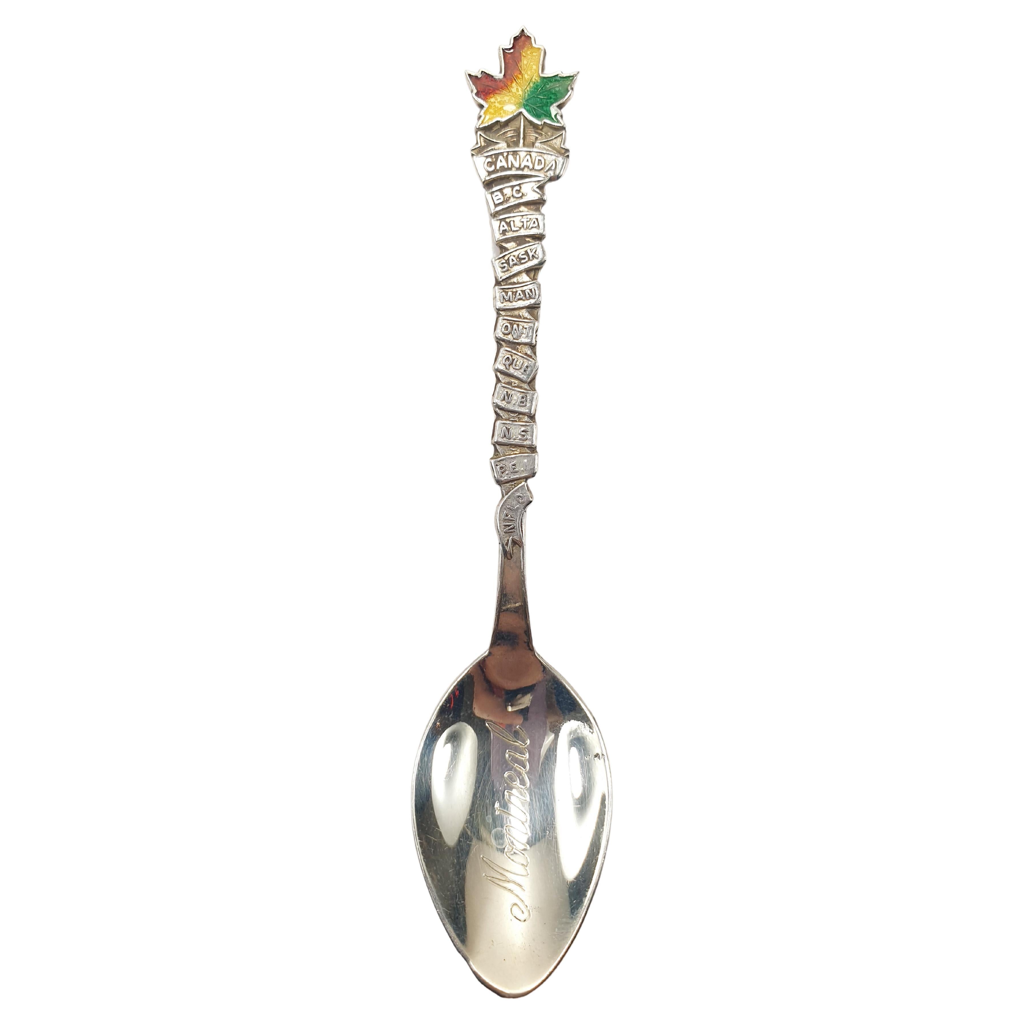 Montreal Canada Maple Leaf Collection Silver Teaspoon with Figurine For Sale