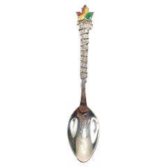 Used Montreal Canada Maple Leaf Collection Silver Teaspoon with Figurine