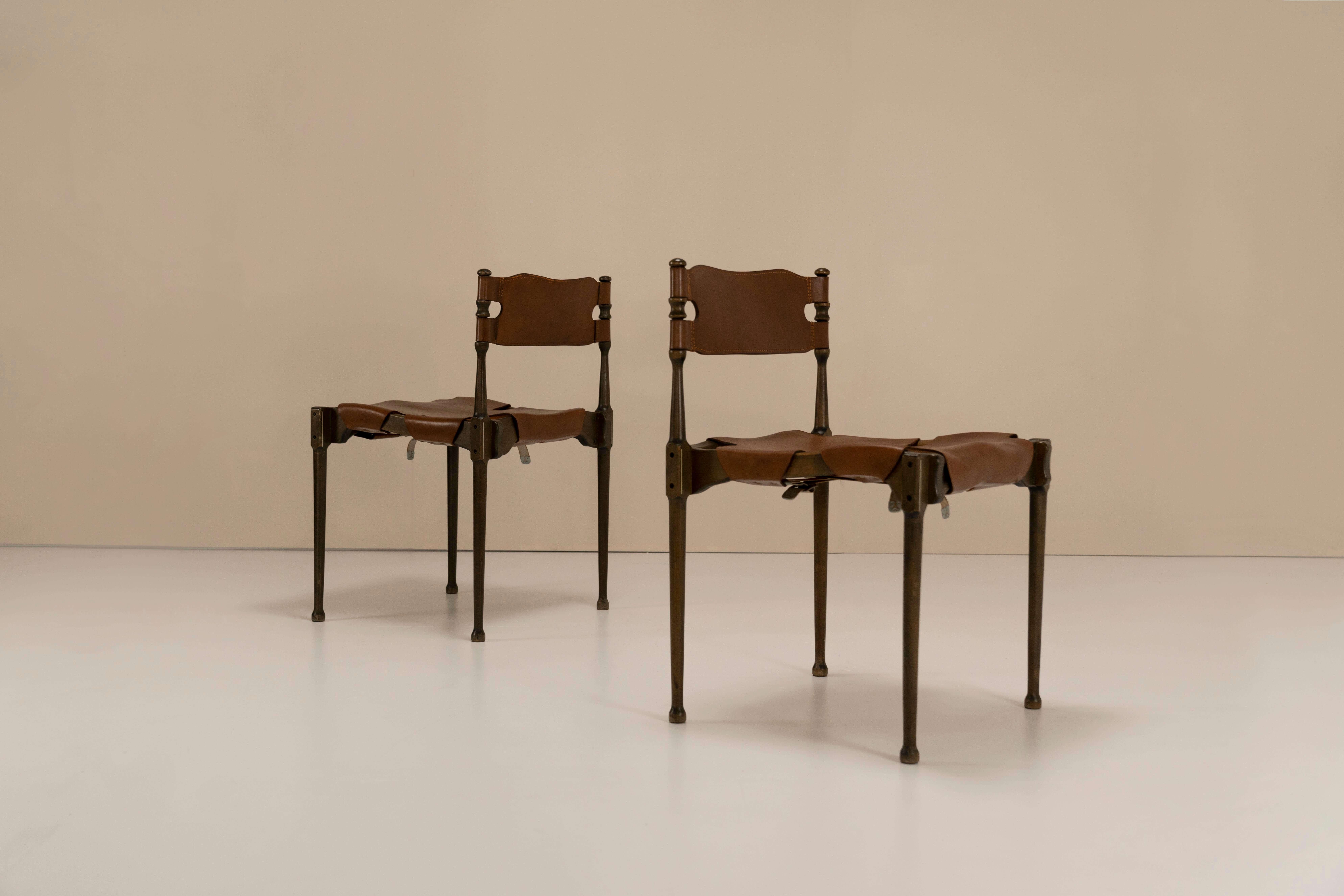 German “Montreal” Chairs Designed by Otto Frei in Stained Beech & Leather, 1960s