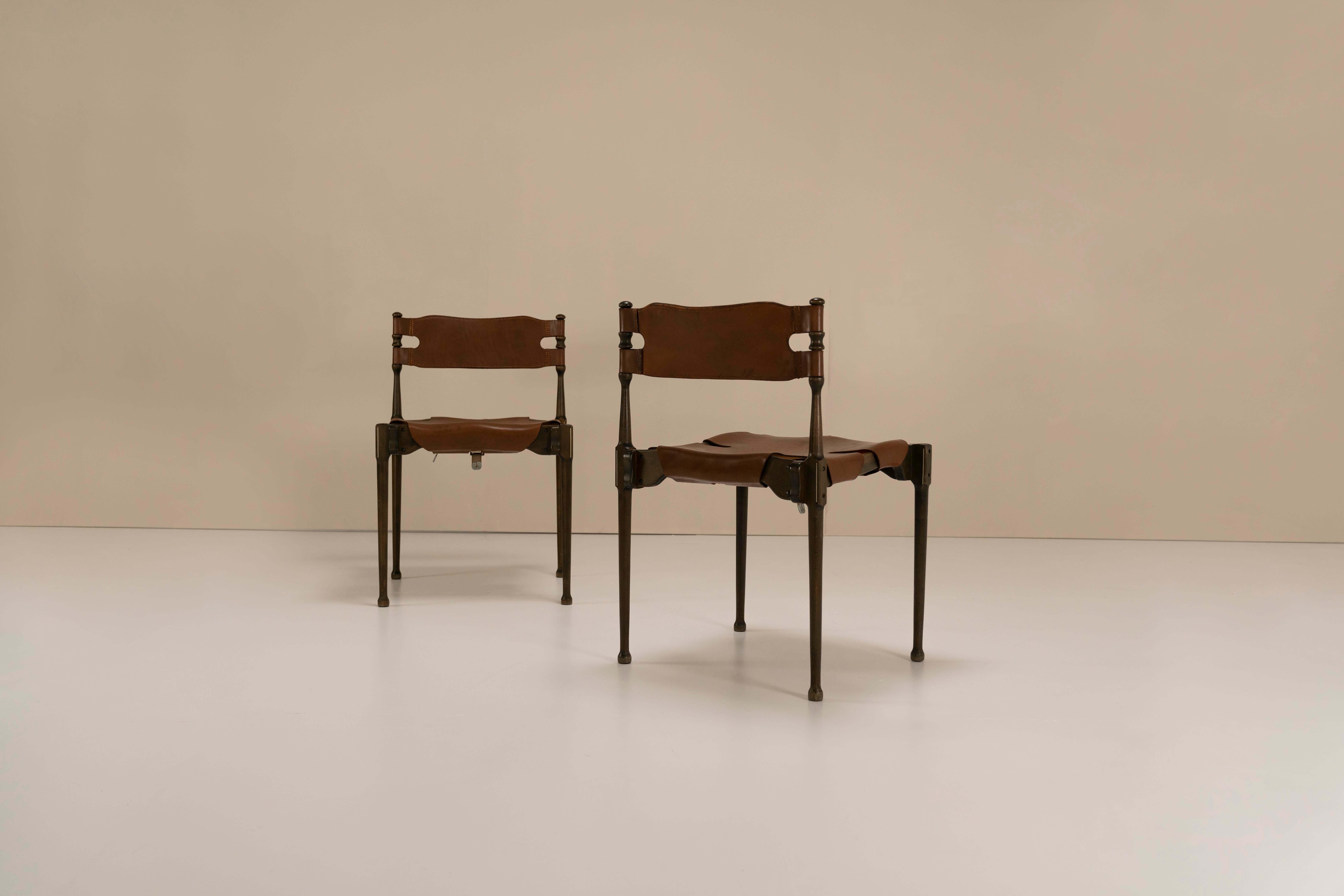 “Montreal” Chairs Designed by Otto Frei in Stained Beech & Leather, 1960s In Good Condition In Hellouw, NL