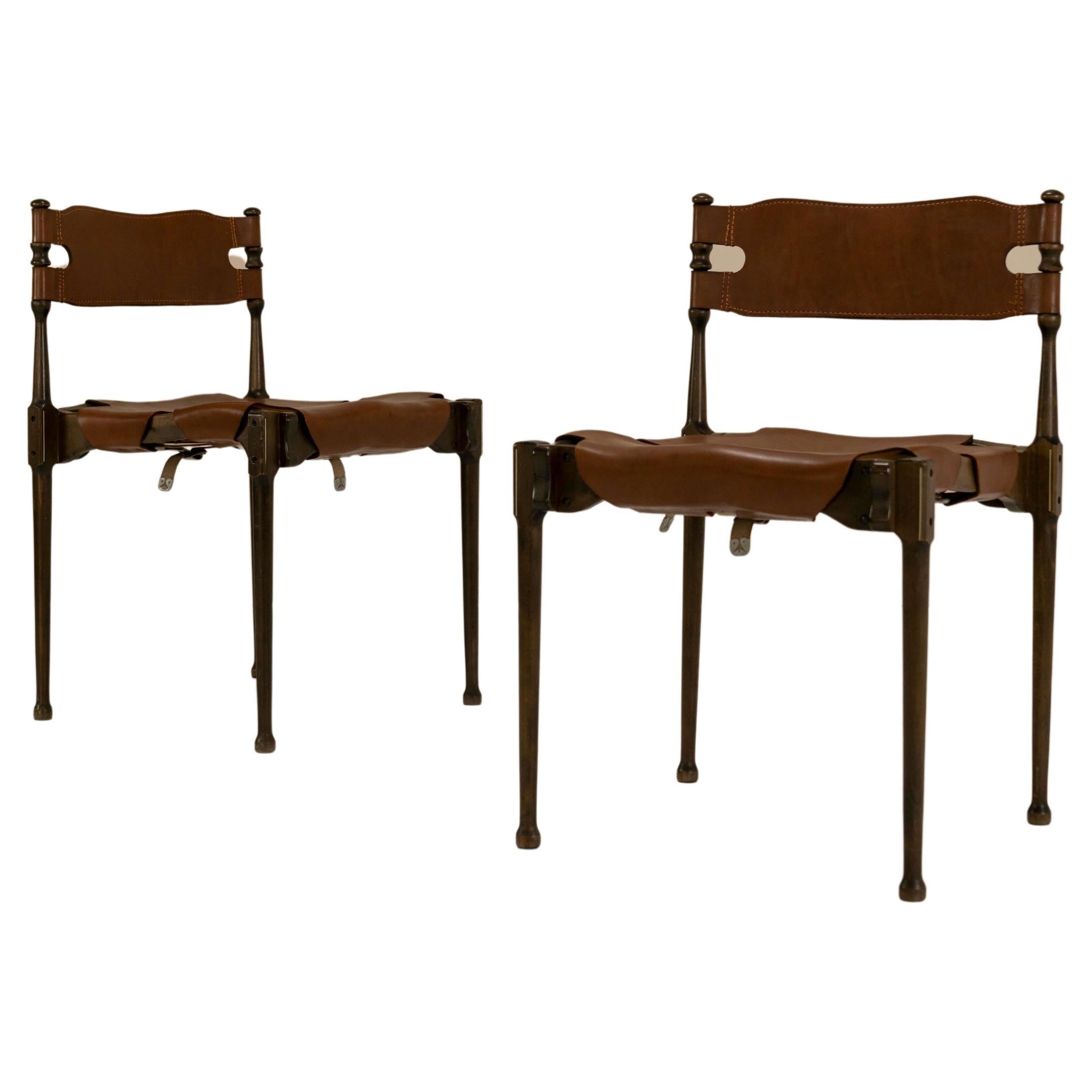 “Montreal” Chairs Designed by Otto Frei in Stained Beech & Leather, 1960s