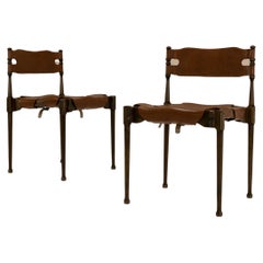 “Montreal” Chairs Designed by Otto Frei in Stained Beech & Leather, 1960s
