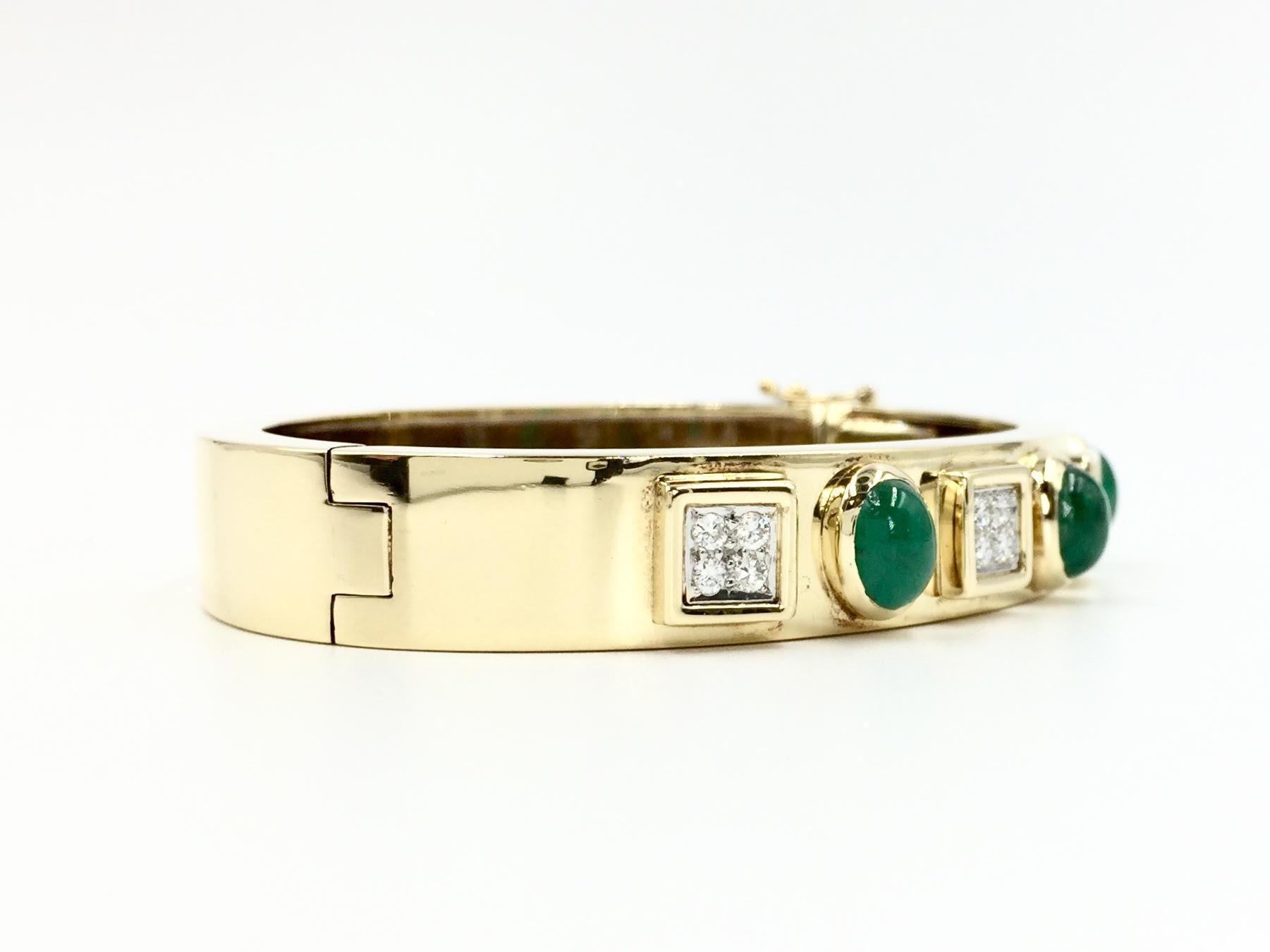 Contemporary Montreaux 18 Karat Emerald and Diamond Bangle Bracelet