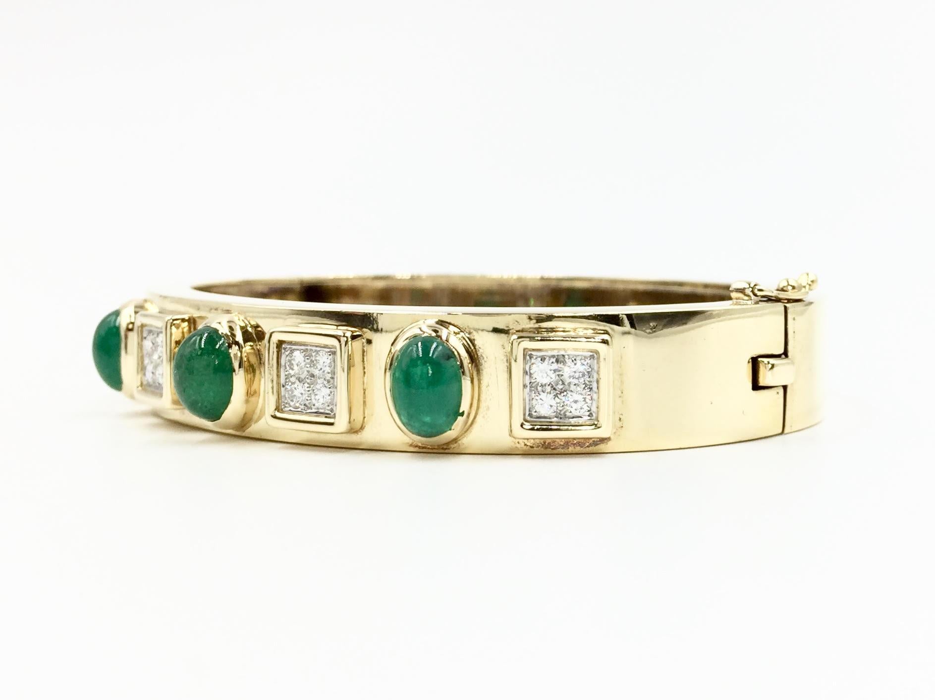 Oval Cut Montreaux 18 Karat Emerald and Diamond Bangle Bracelet