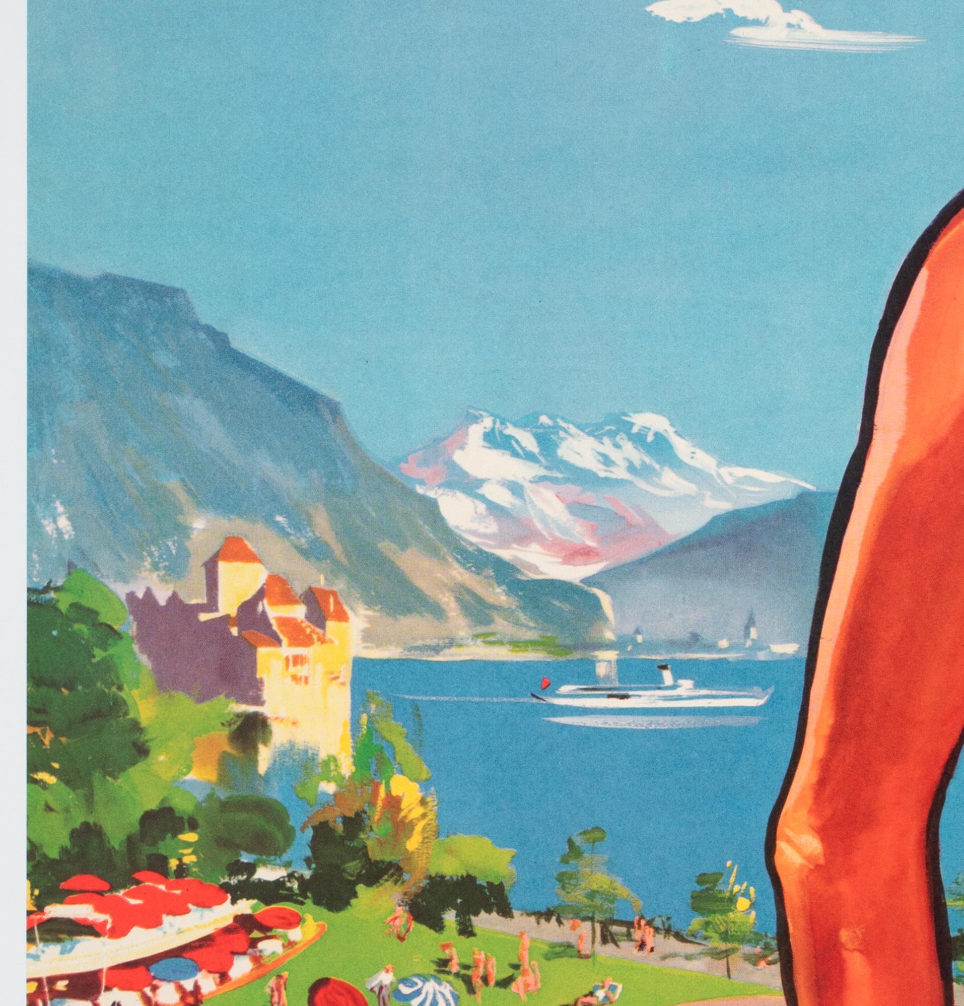 20th Century MONTREUX C1960S TRAVEL ADVERTISING Poster, RAYMOND BRENOT For Sale
