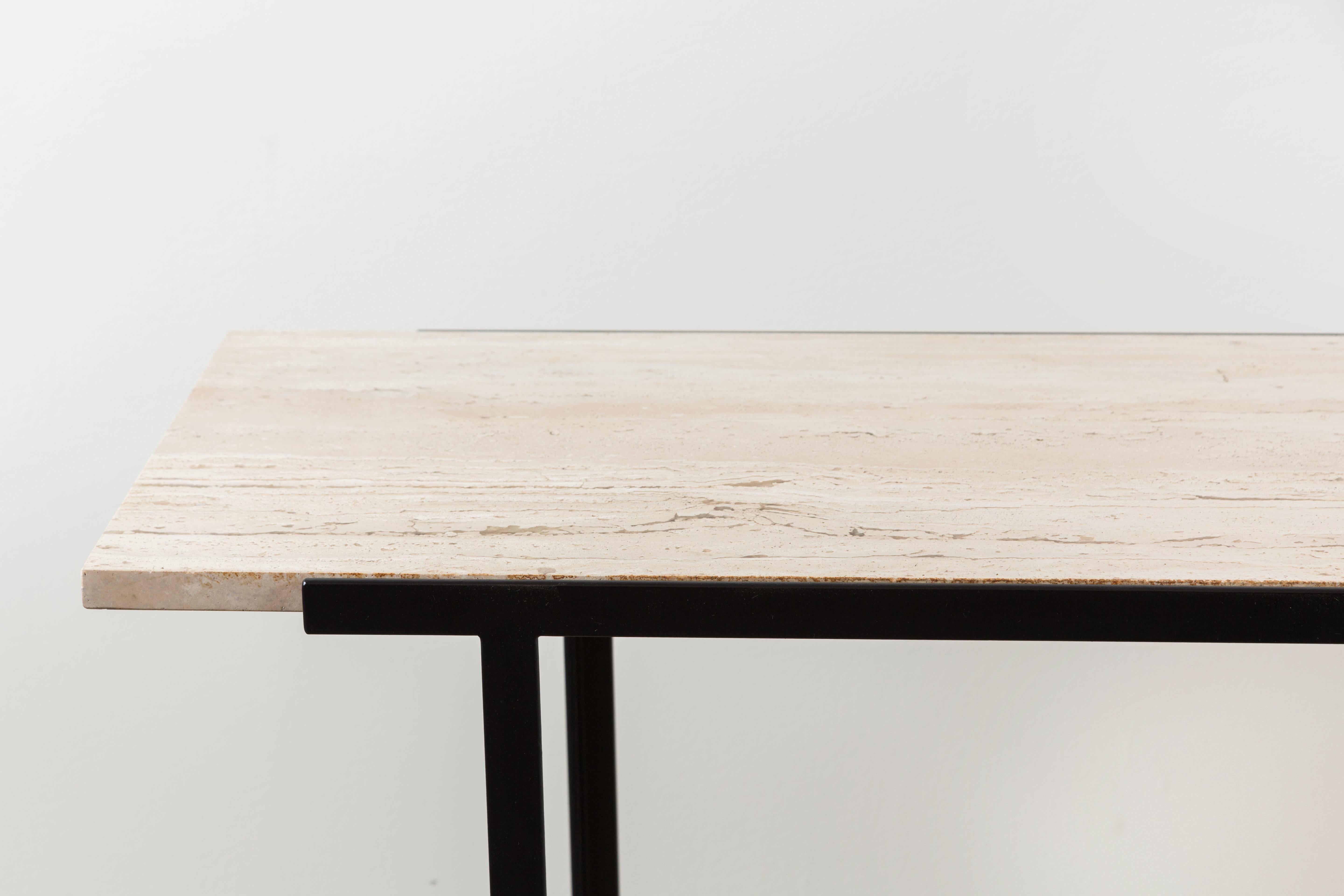 Contemporary Indoor-Outoor Montrose Console in Travertine  by Lawson-Fenning