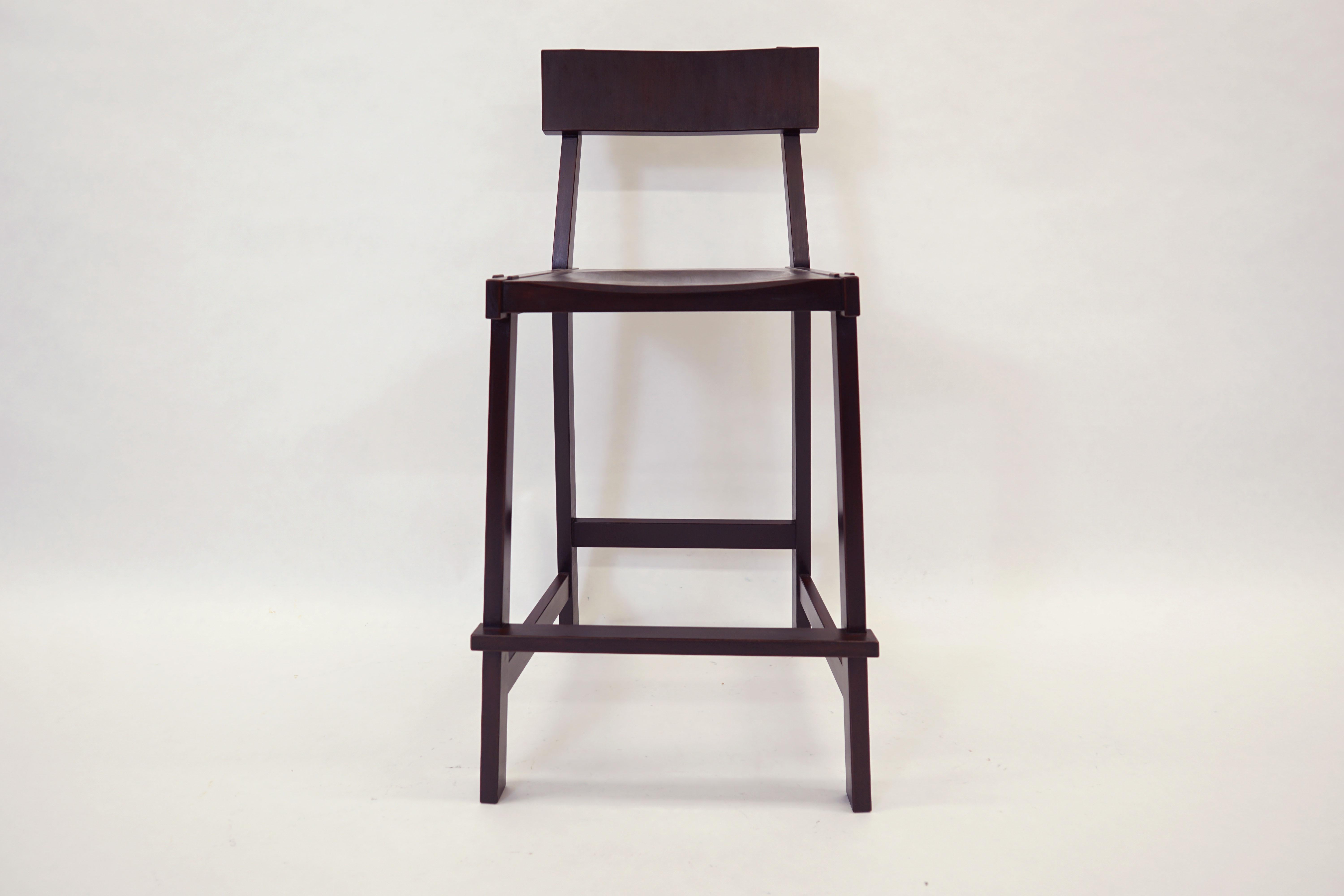 The Montrose Stool with a Back has all the cool joinery details of the original Montrose Stool but with a back. Made from solid hardwoods with a carved seat for comfort. Constructed with lots of exposed joinery and interesting details. The top of
