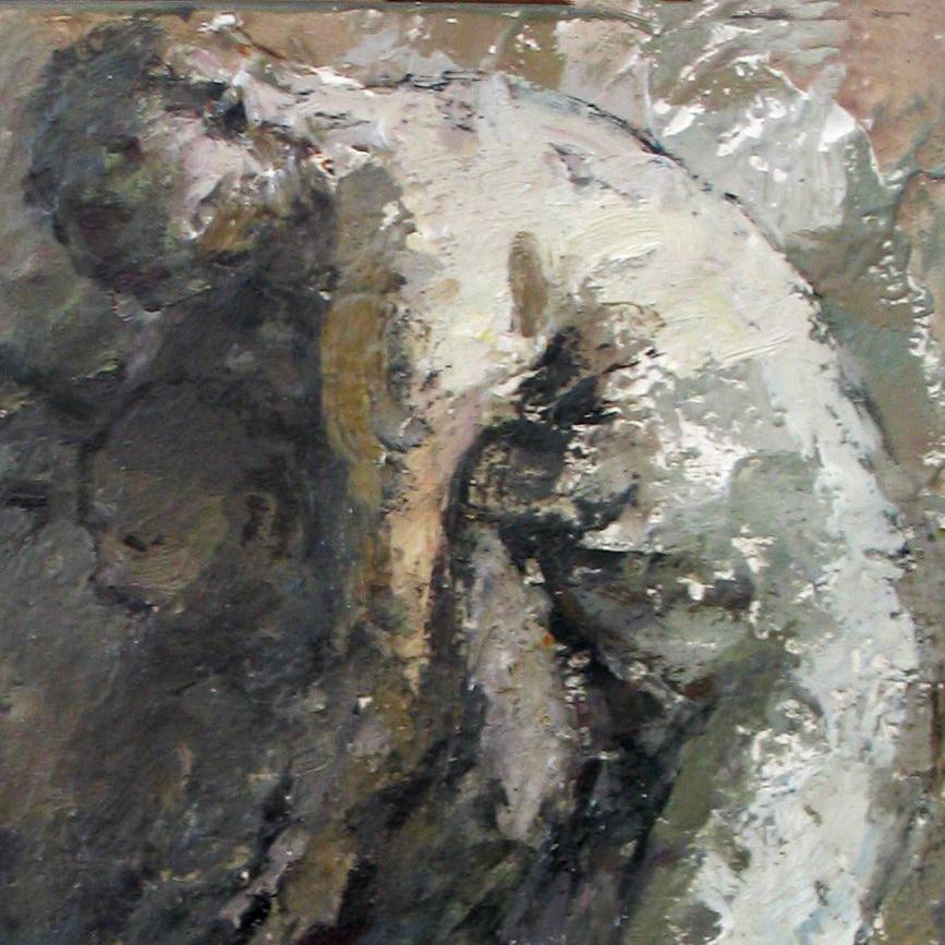 04-11-7 - 21st Century, Contemporary, Nude Painting, Oil on Canvas - Gray Portrait Painting by Montse Valdés