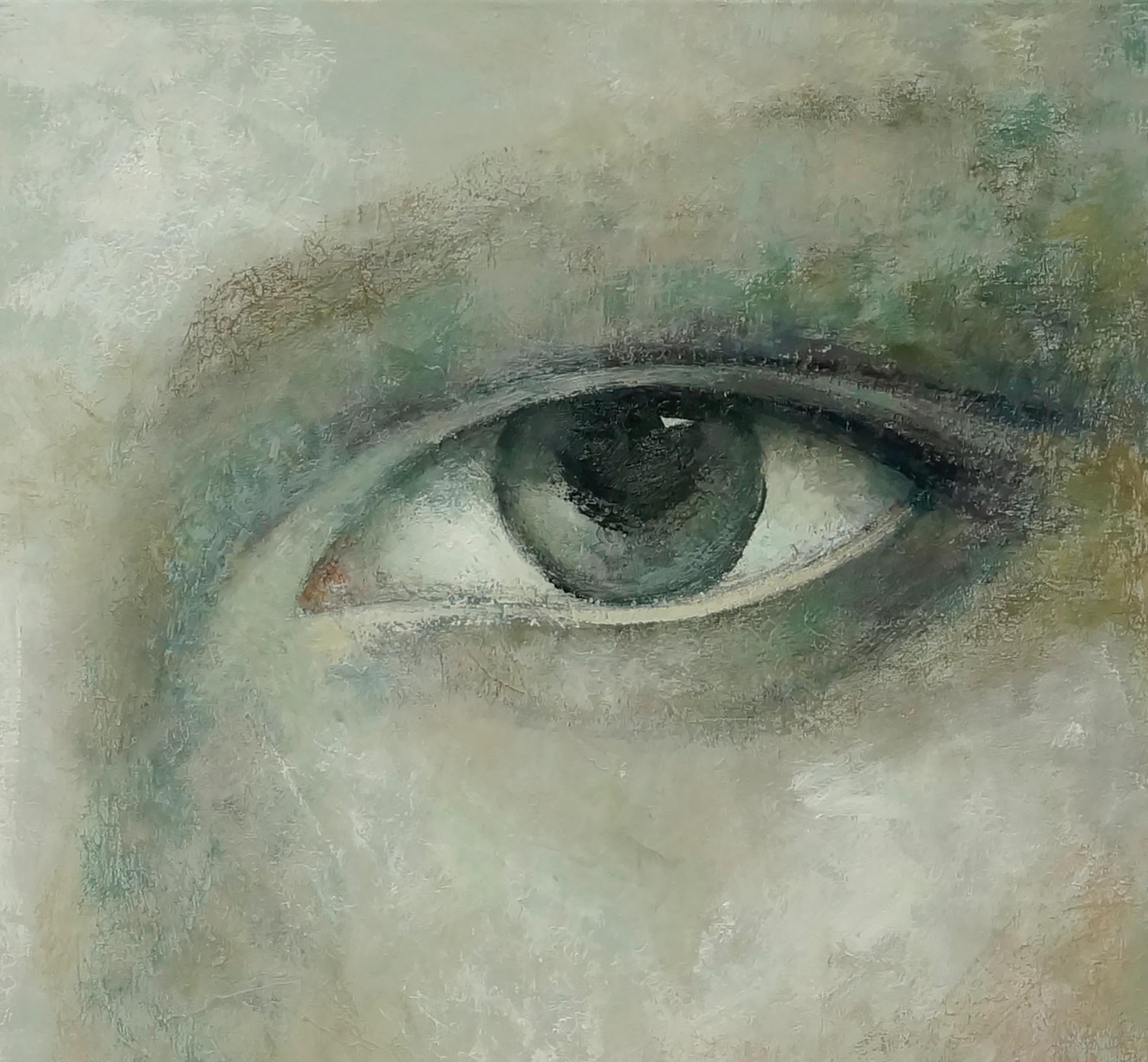 1-8-17 - 21° secolo, Contemporaneo, Ritratto, Olio su tela - Figurative Painting Grigio di Montse Valdés