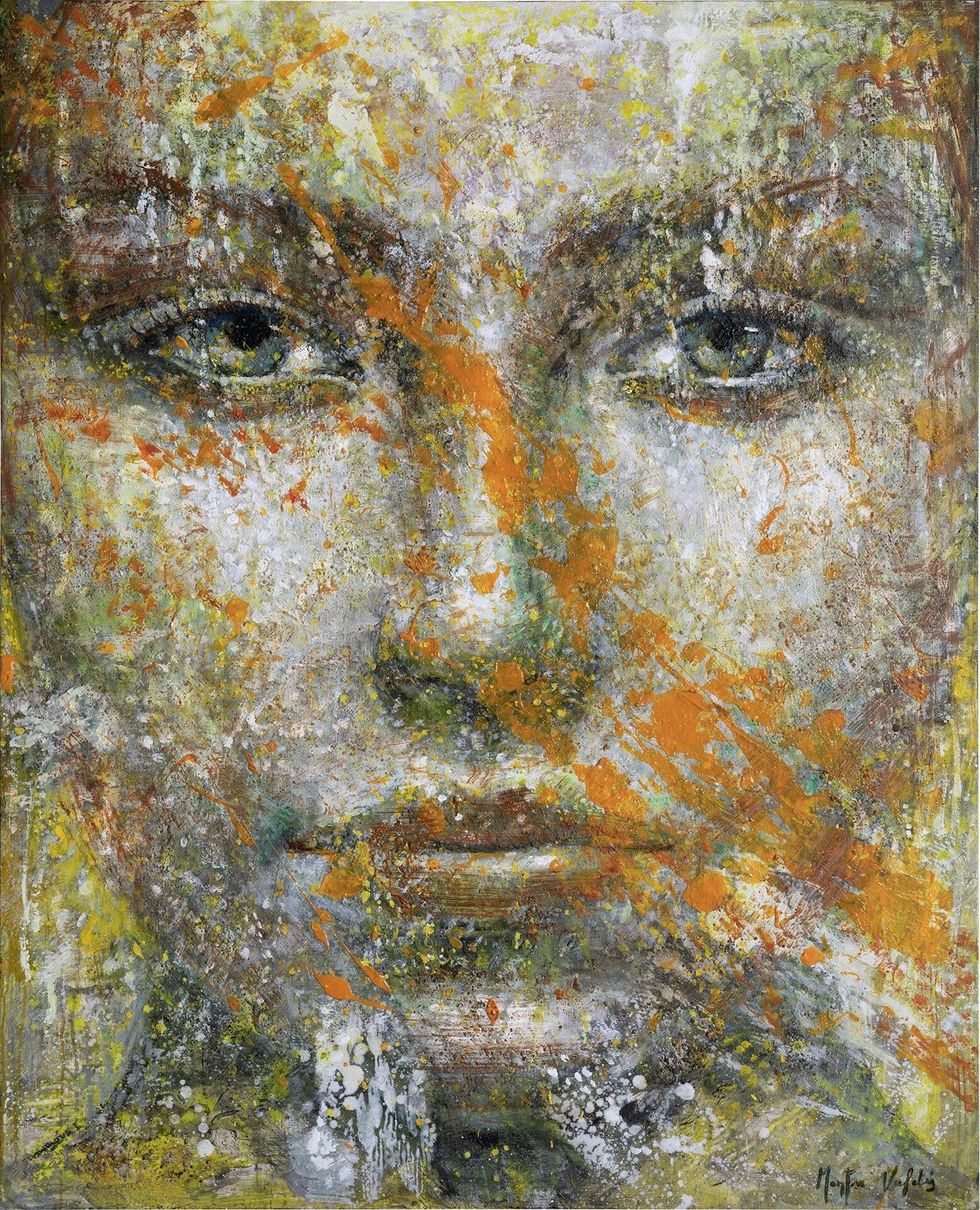 Figurative Painting Montse Valdés - 10-1-21 (Diptyque) - 21e siècle, contemporain, peinture de portrait, huile sur toile