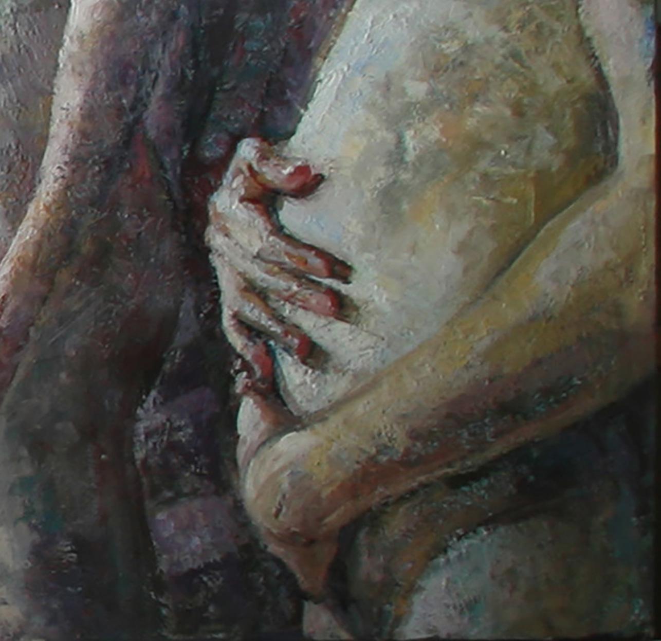 10-11-9 - Siglo XXI, Contemporáneo, Pintura al desnudo, Óleo sobre lienzo - Nude Painting Gris de Montse Valdés
