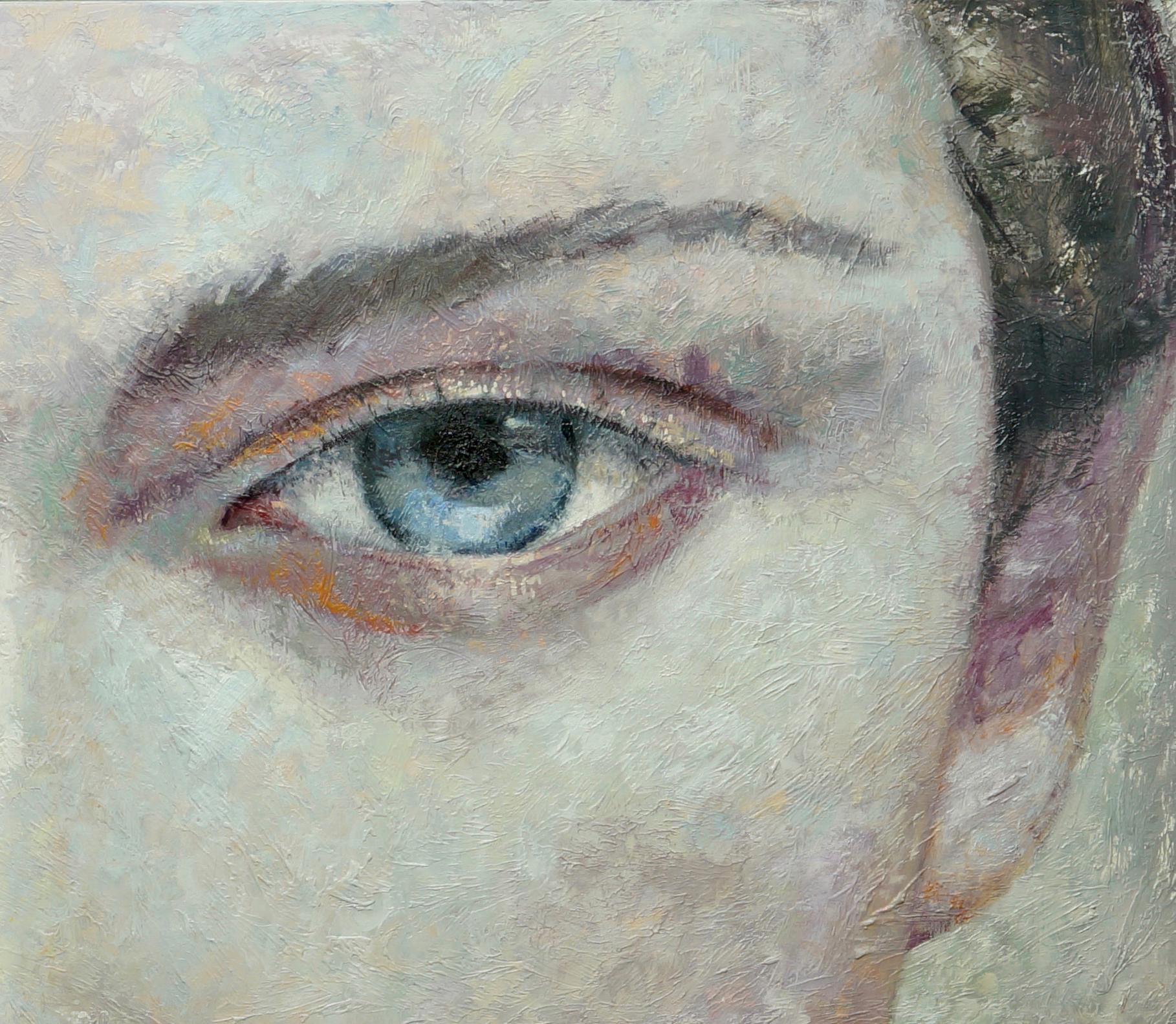 4-5-17 - 21st Century, Contemporary, Portrait Painting, Oil on Canvas - Gray Figurative Painting by Montse Valdés