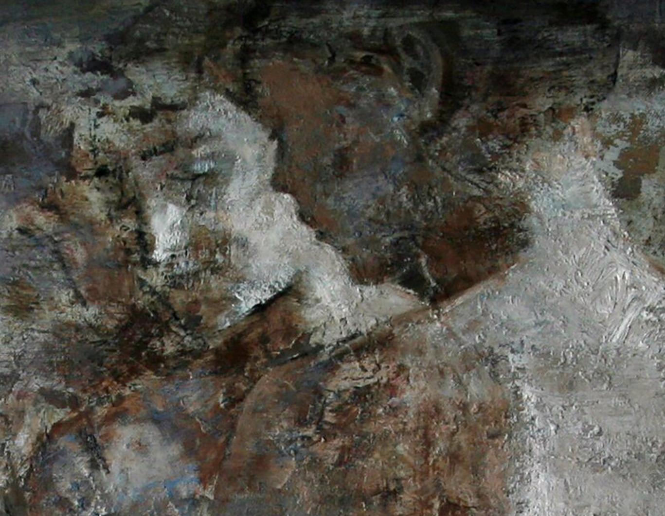 6-8-10 - 21e siècle, Contemporain, Peinture de nu, Huile sur toile - Gris Nude Painting par Montse Valdés