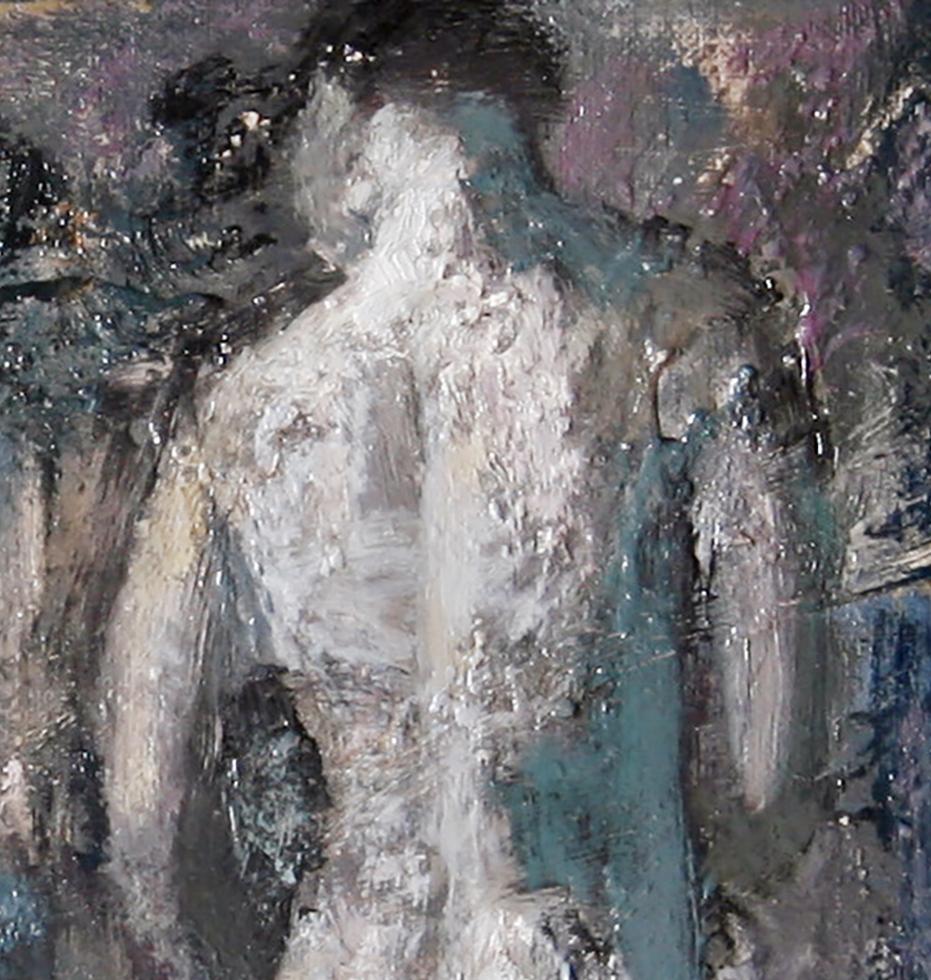 A3-11-07 - 21st Century, Contemporary, Nude Painting, Oil on Canvas - Gray Portrait Painting by Montse Valdés