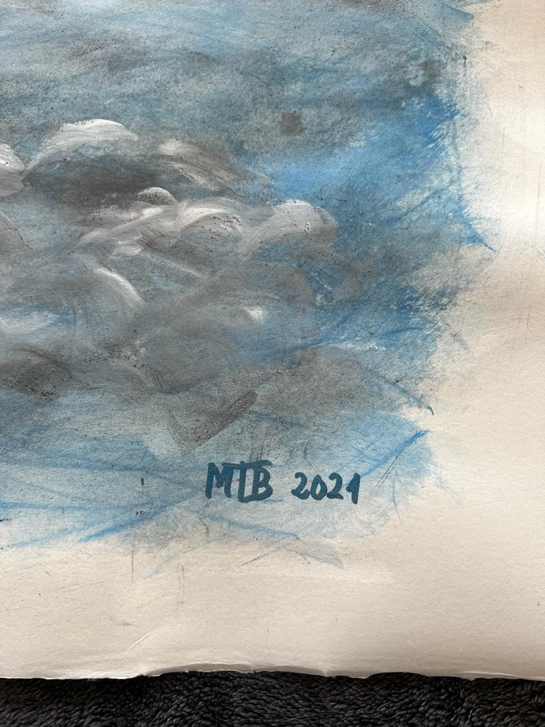 Tormentas - Gray Abstract Painting by Montserrat Tobella