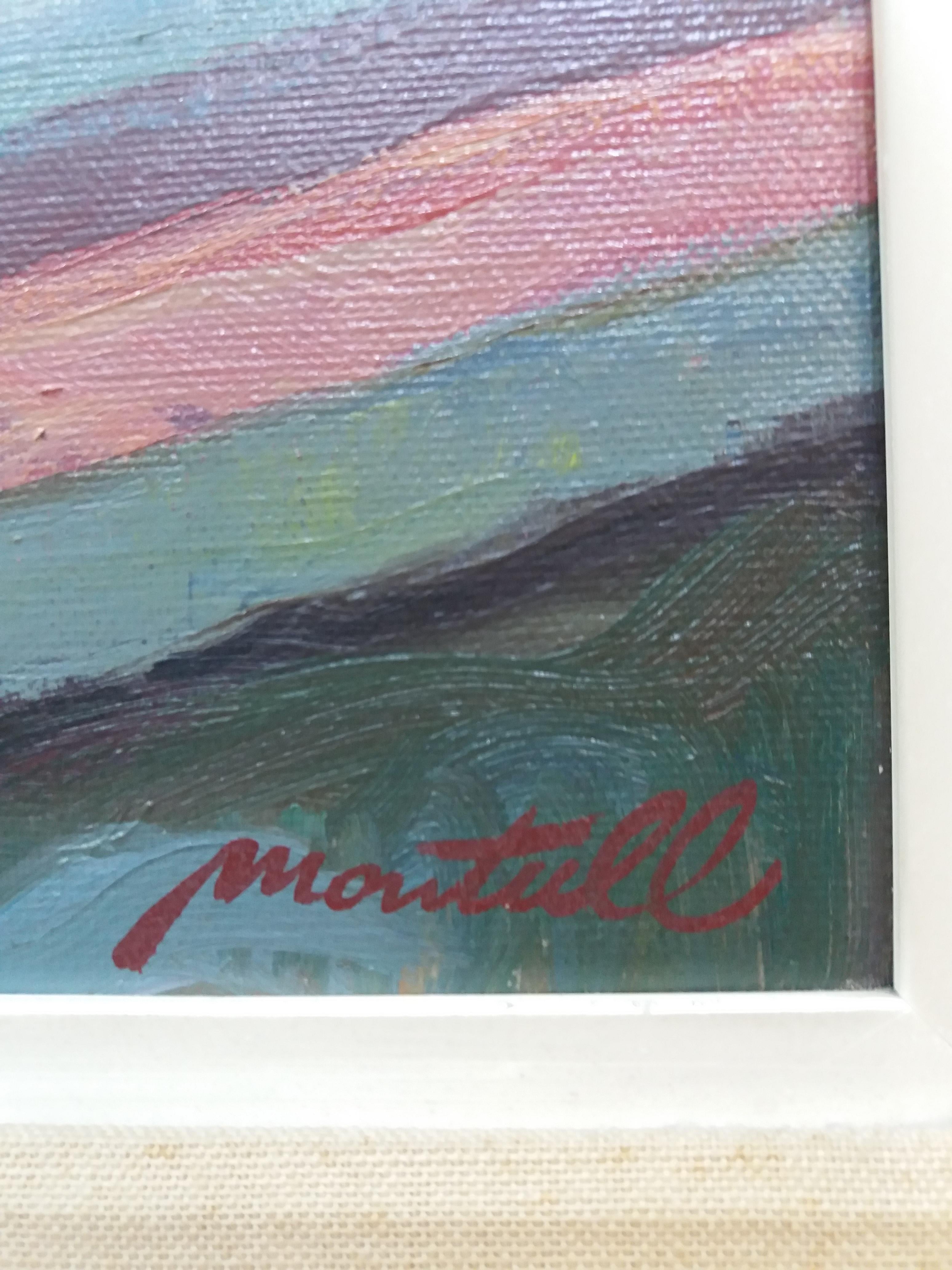 Montull   Patio Terrace Garden Flowers oil canvas expressionist painting For Sale 3