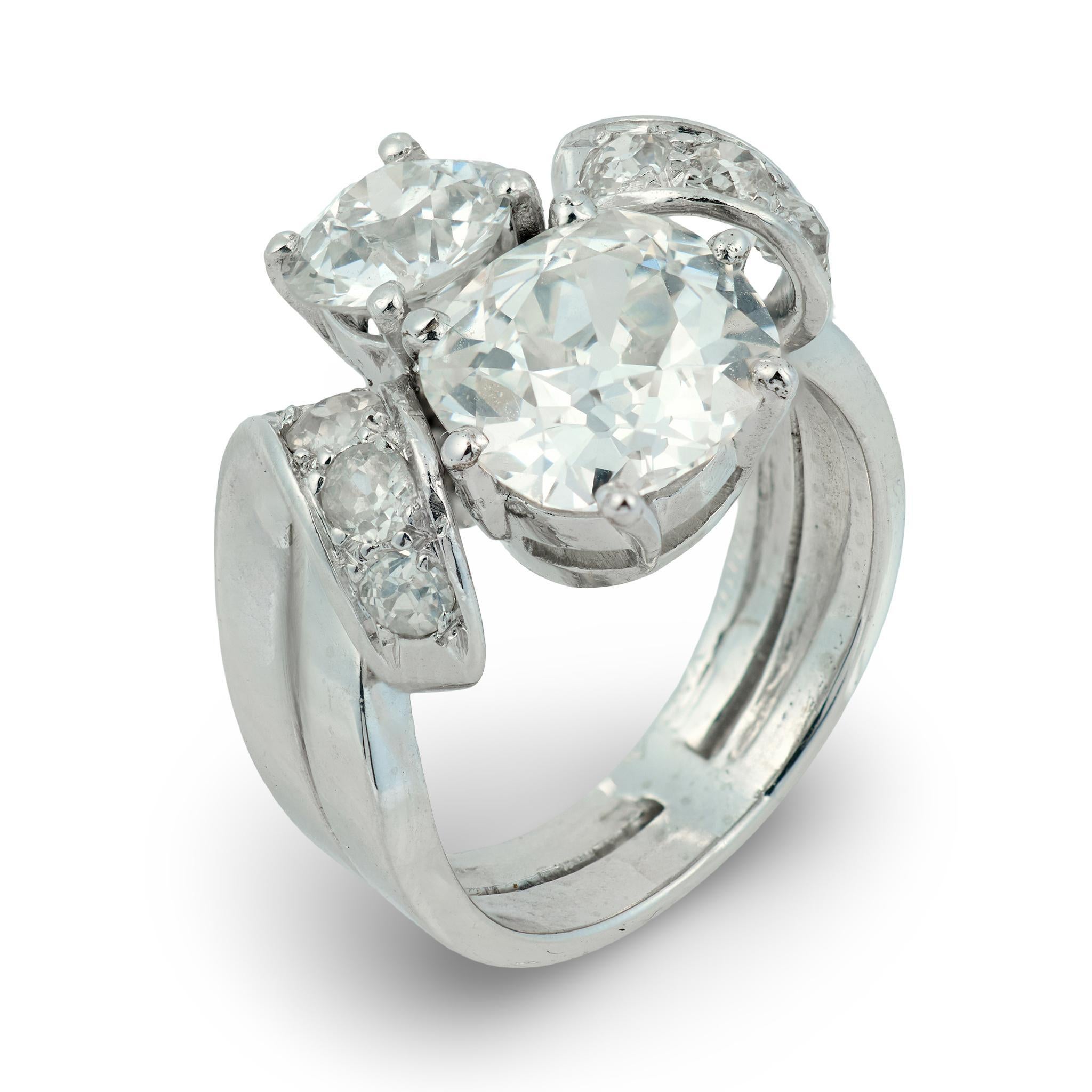 Contemporain Monture Van Cleef GIA Bague de fiançailles en platine avec un diamant de 4,00 carats en vente