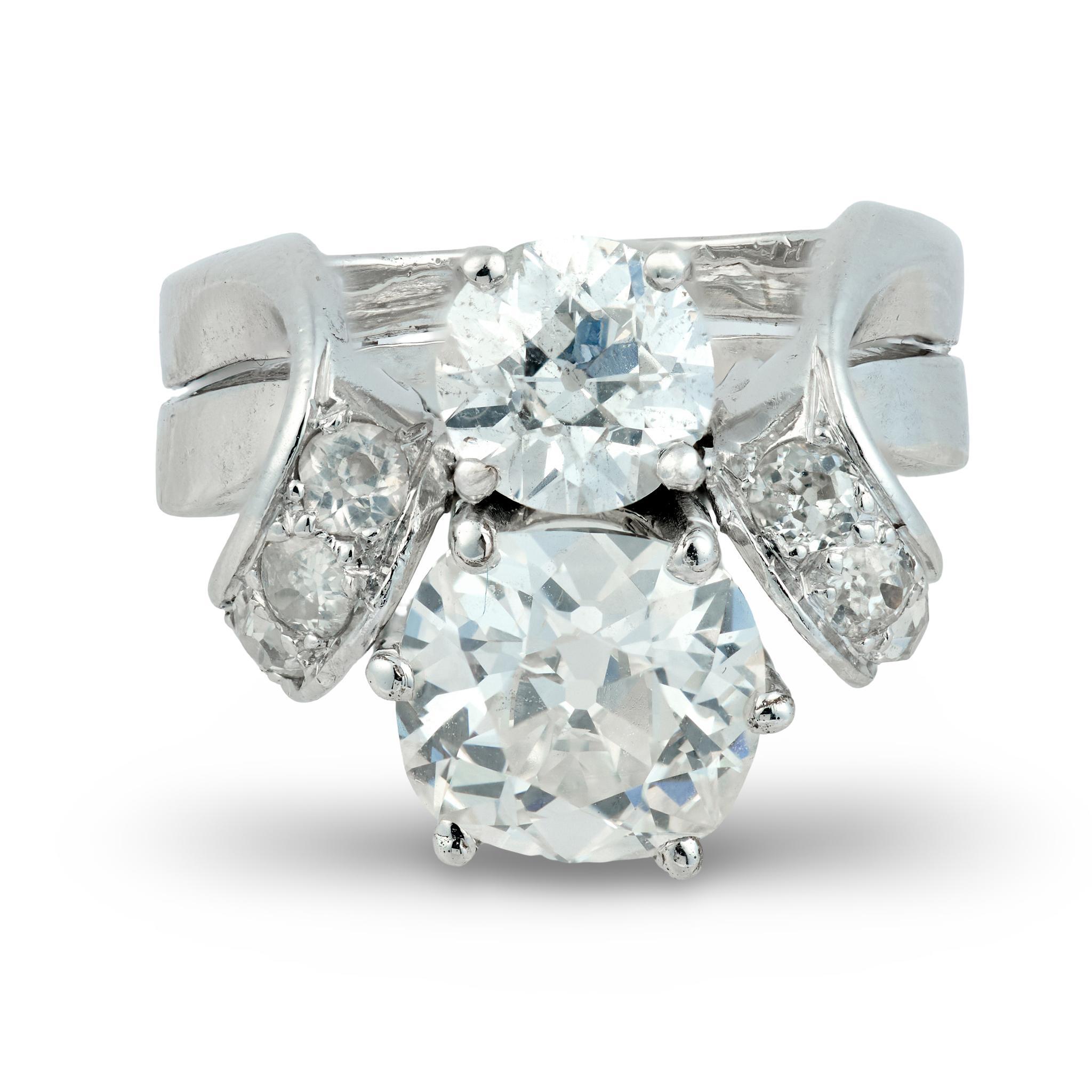 Taille vieille mine Monture Van Cleef GIA Bague de fiançailles en platine avec un diamant de 4,00 carats en vente