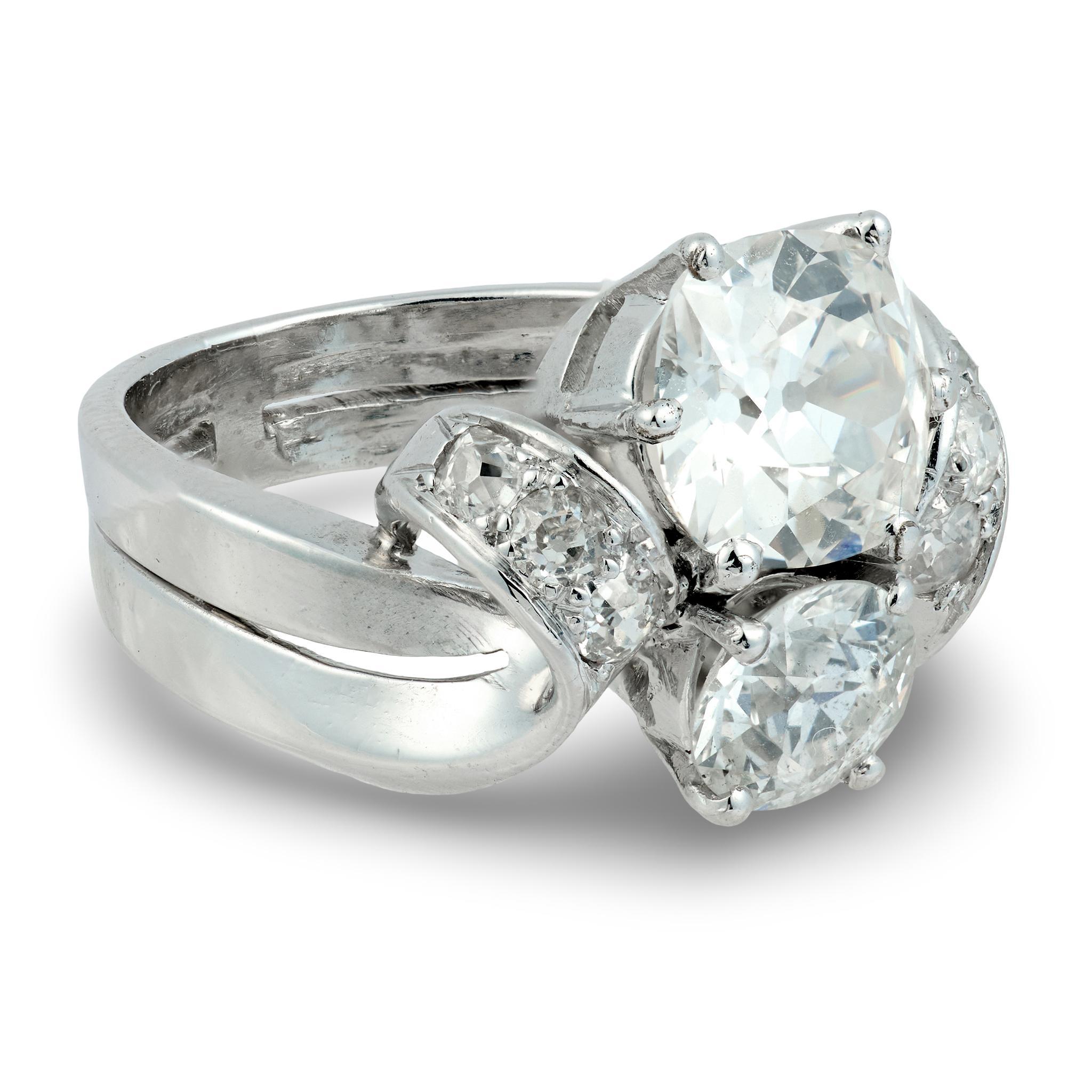 Monture Van Cleef GIA Bague de fiançailles en platine avec un diamant de 4,00 carats Pour femmes en vente