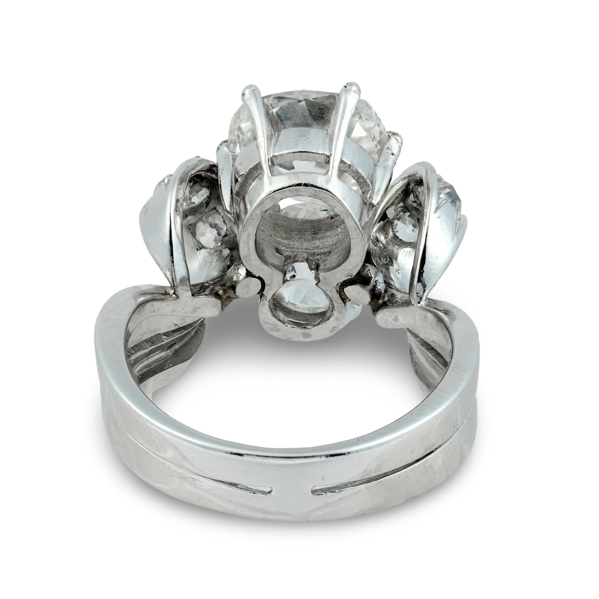 Monture Van Cleef GIA Bague de fiançailles en platine avec un diamant de 4,00 carats en vente 1