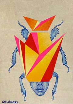 Œuvre d'art abstraite en techniques mixtes, « Abstract Insect #1 »