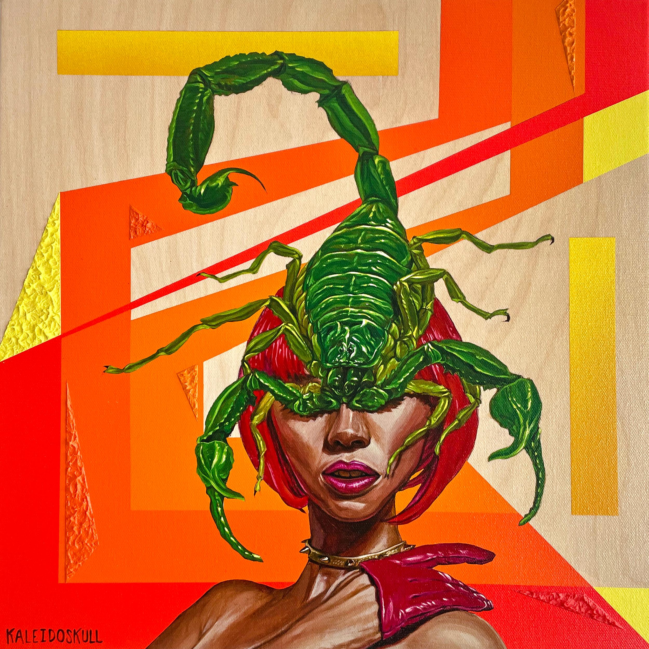 Abstract Print Monty Montgomery and Tony Philippou - Œuvre d'art abstraite en techniques mixtes, Scorpion Tongue