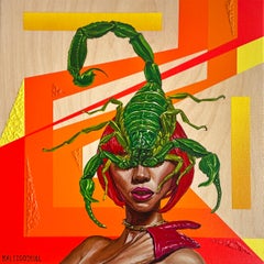 Abstract Mixed Media Artwork, "Scorpion Tongue"