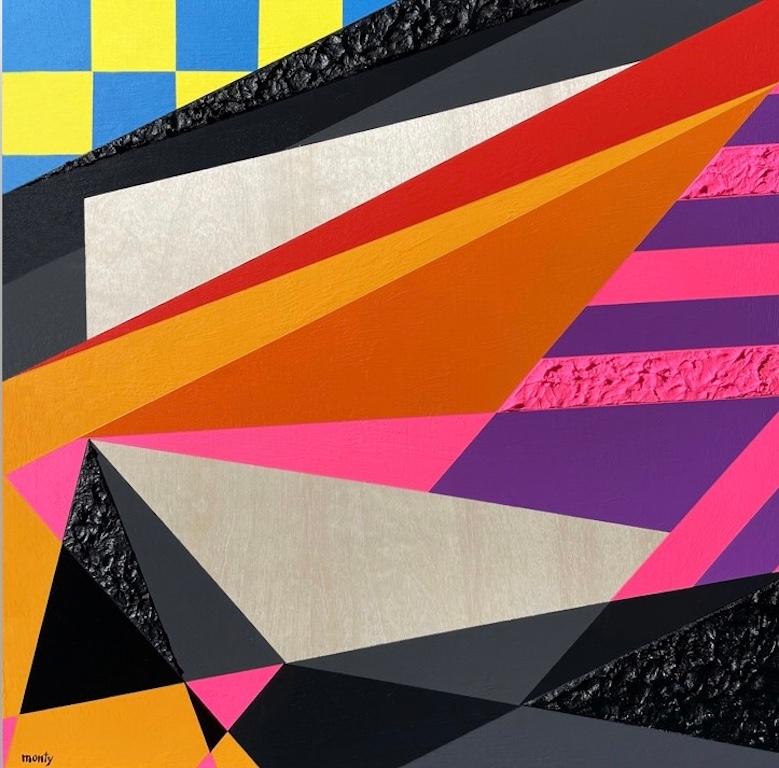 Monty Montgomery Abstract Painting – Abstraktes Mixed Media Kunstwerk, "Geo #162"
