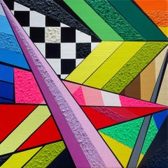 Opera d'arte astratta in tecnica mista, "Geo #70"