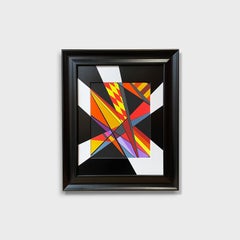 Abstract Mixed Media Artwork, "Geo #74" (Framed)