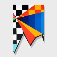 Obra de arte abstracta en técnica mixta, "Geo Mural 98 - Panel 38"