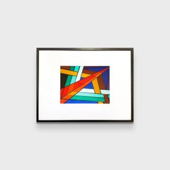 "Geo #66", Abstract Mixed Media Print, Giclee on Watercolor Paper, Framed