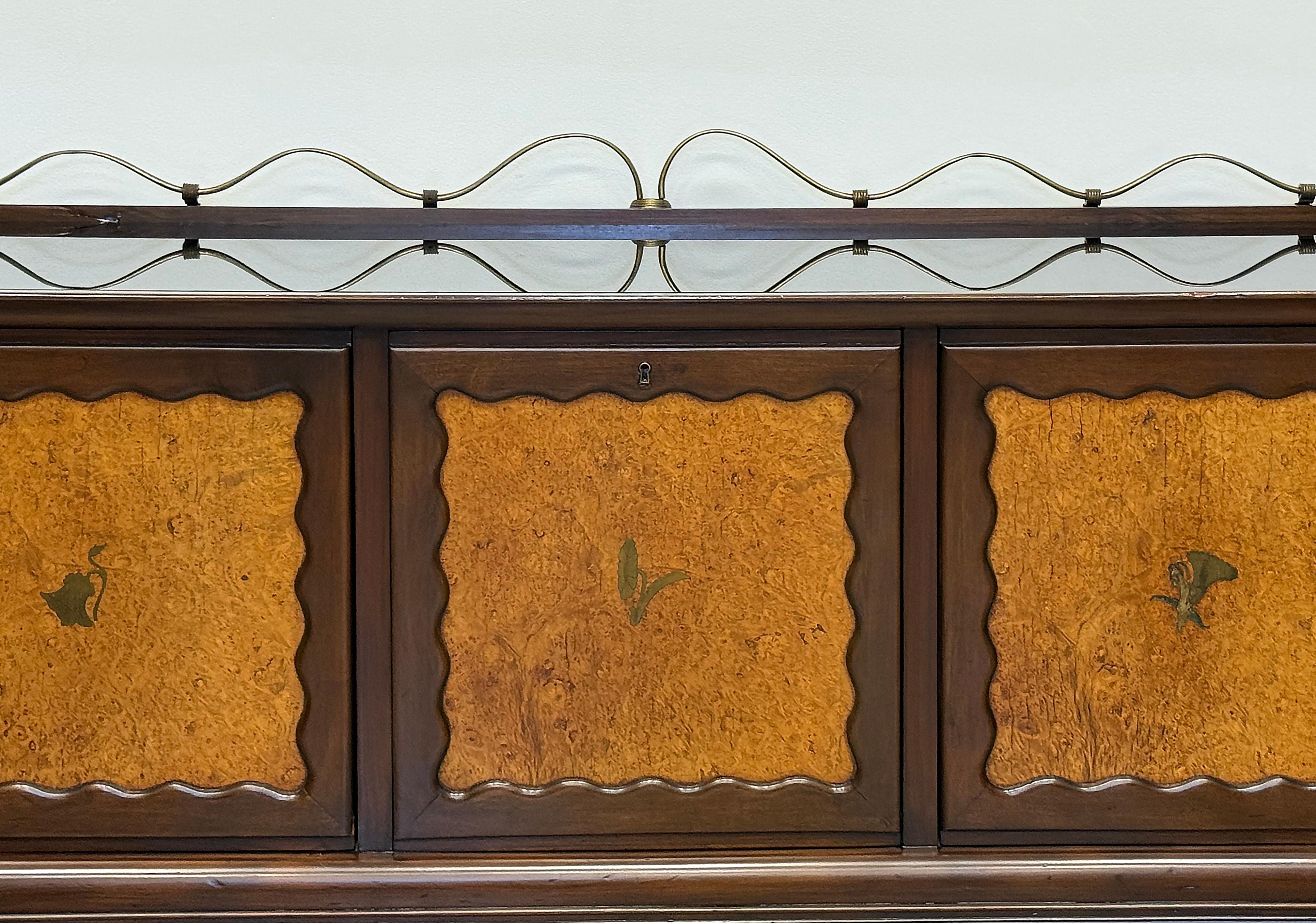 Credenza Monumentale Paola Buffa, in radica, dettagli in ottone In condizioni buone in vendita a Miami, FL