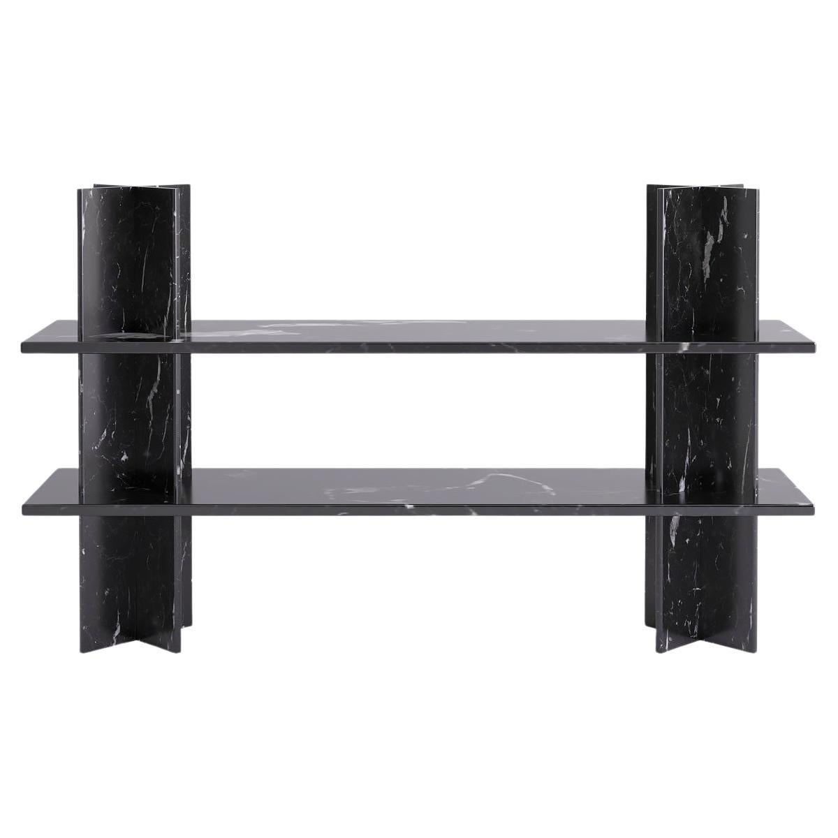 Monument Free Standing Shelf Black Marble 'Marquina' Column, Black Marble For Sale